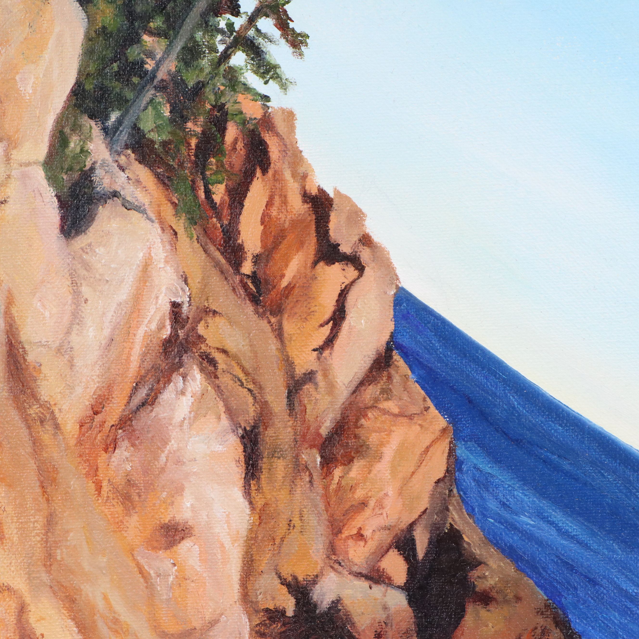 Rocky Coastal Scene Oil Painting "The Shores of Hope," 2006