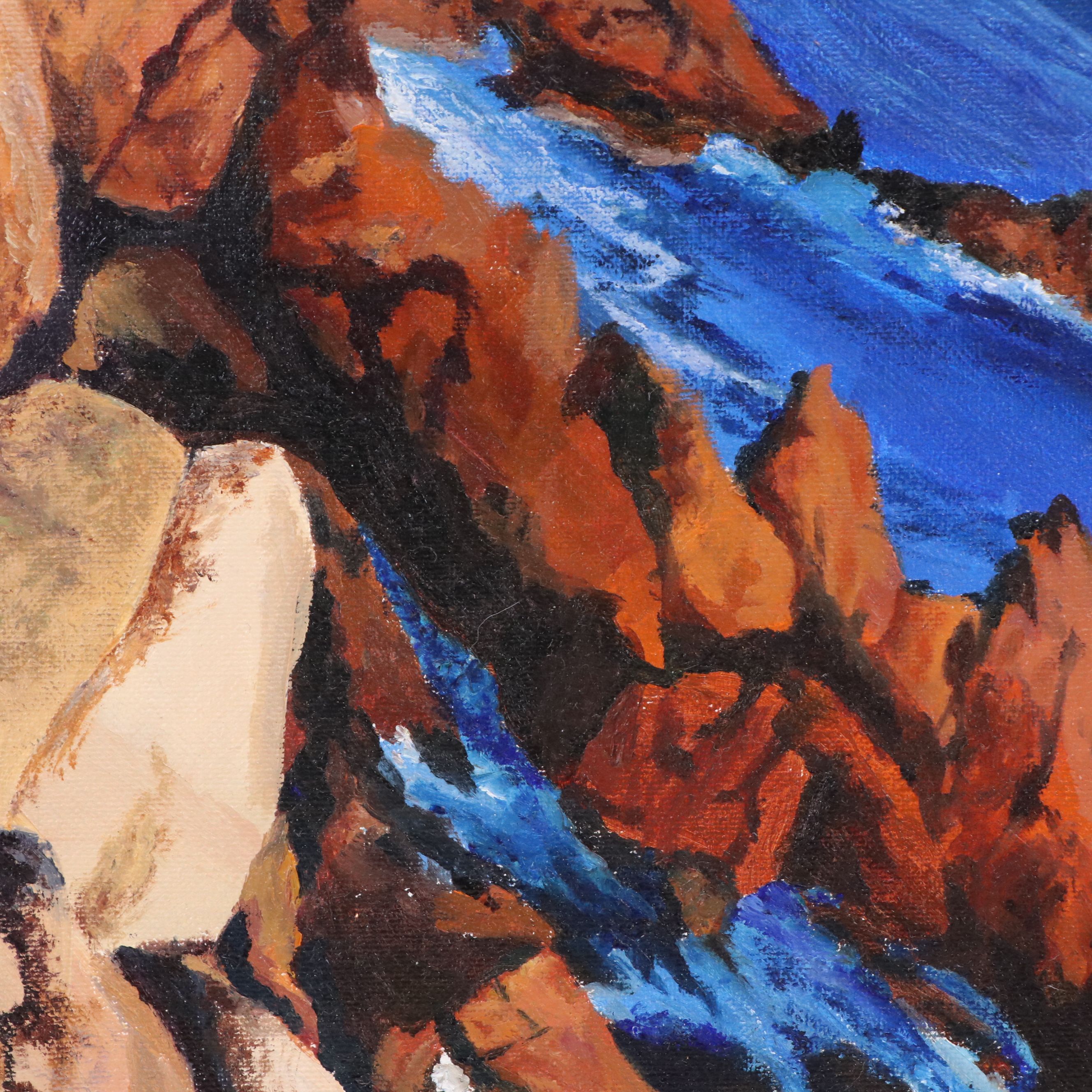 Rocky Coastal Scene Oil Painting "The Shores of Hope," 2006