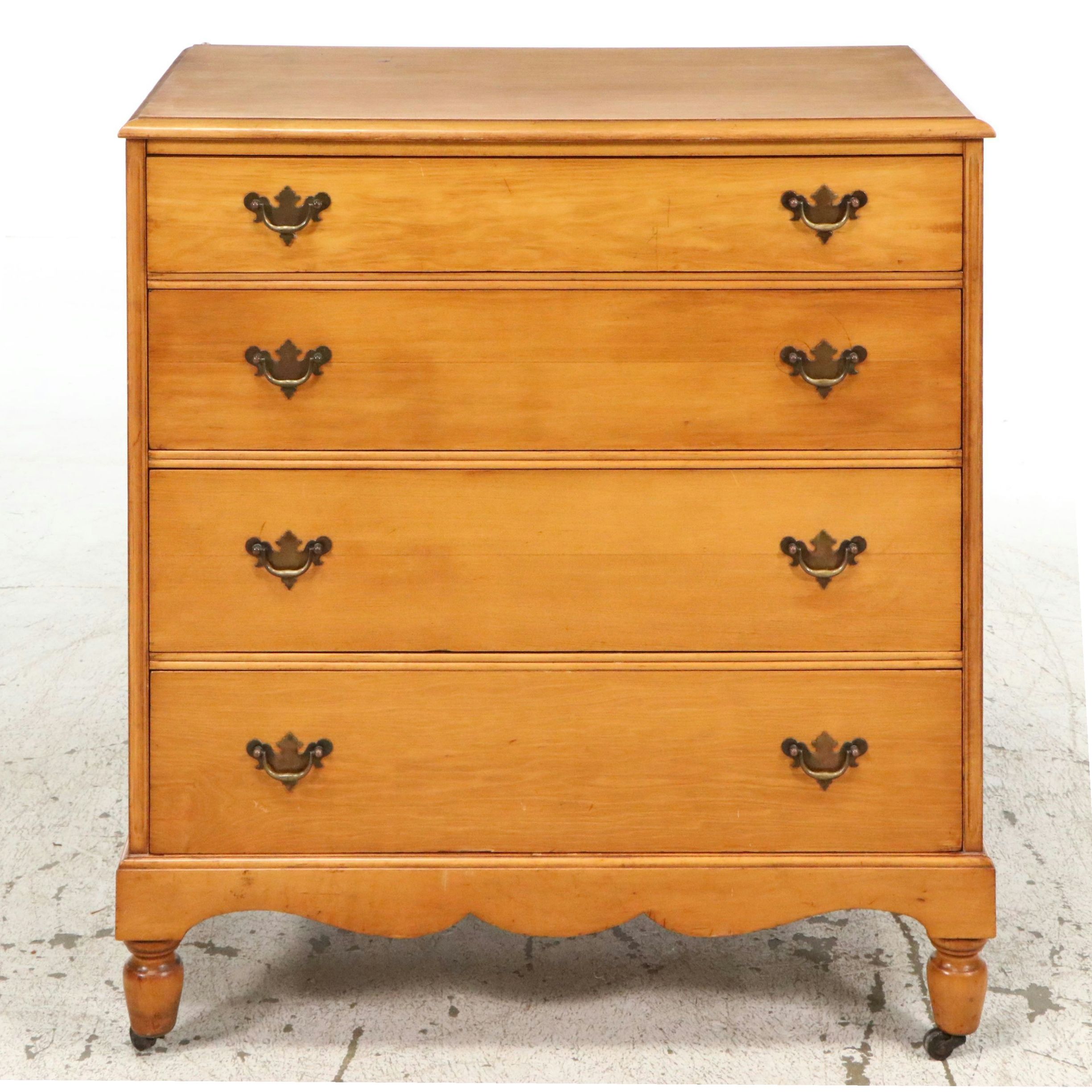 Baker Furniture Four-Drawer Maple Chest, Early 20th Century