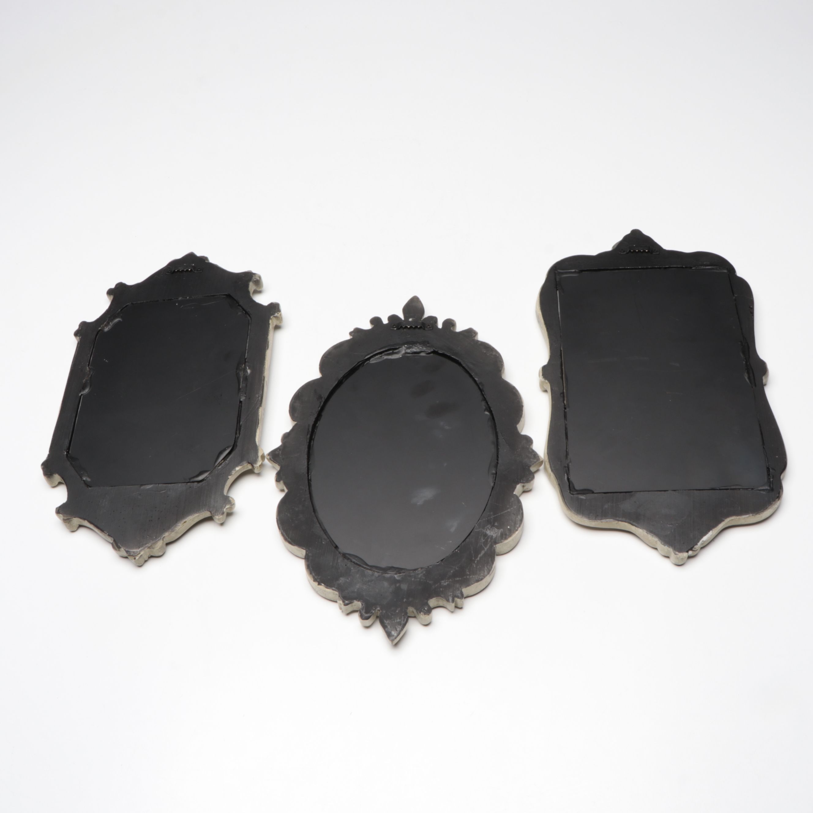 Rustic Metal and Hobnail Glass Candle Holders with Victorian Style Mirrors