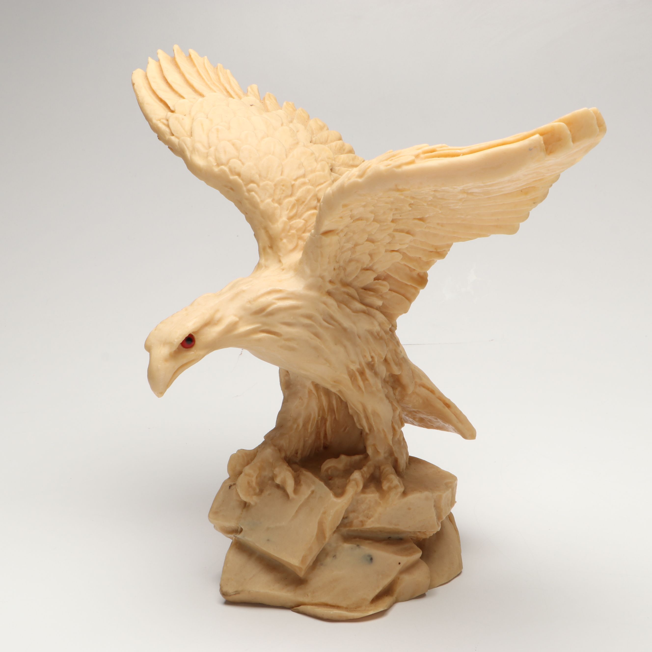 Live Edge Carved Wood Eagle with Other Resin Eagle Wall Mount and Sculpture