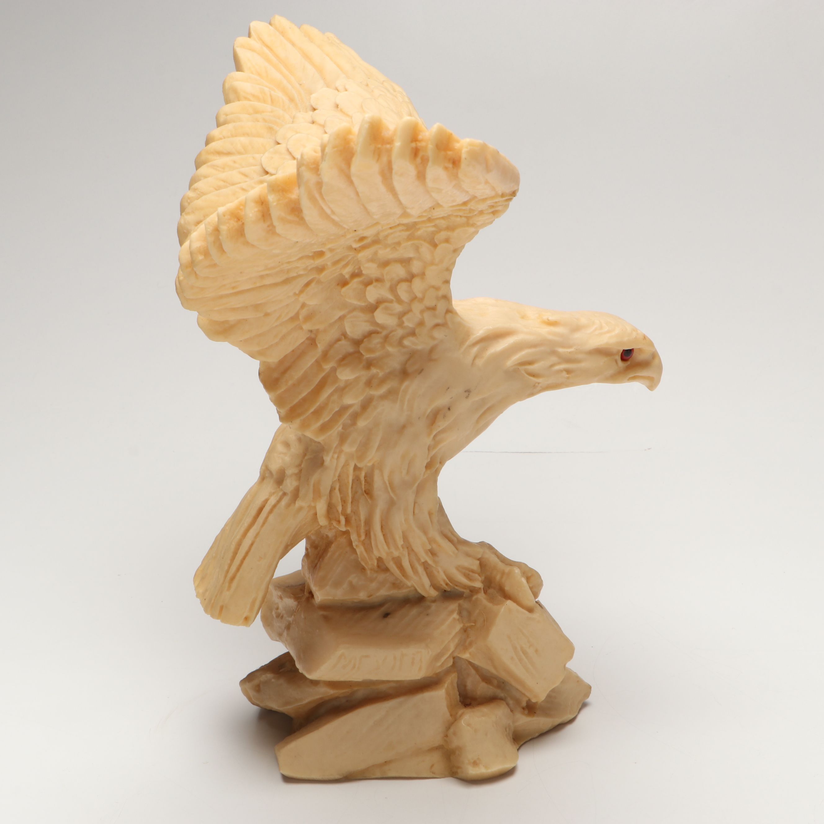 Live Edge Carved Wood Eagle with Other Resin Eagle Wall Mount and Sculpture