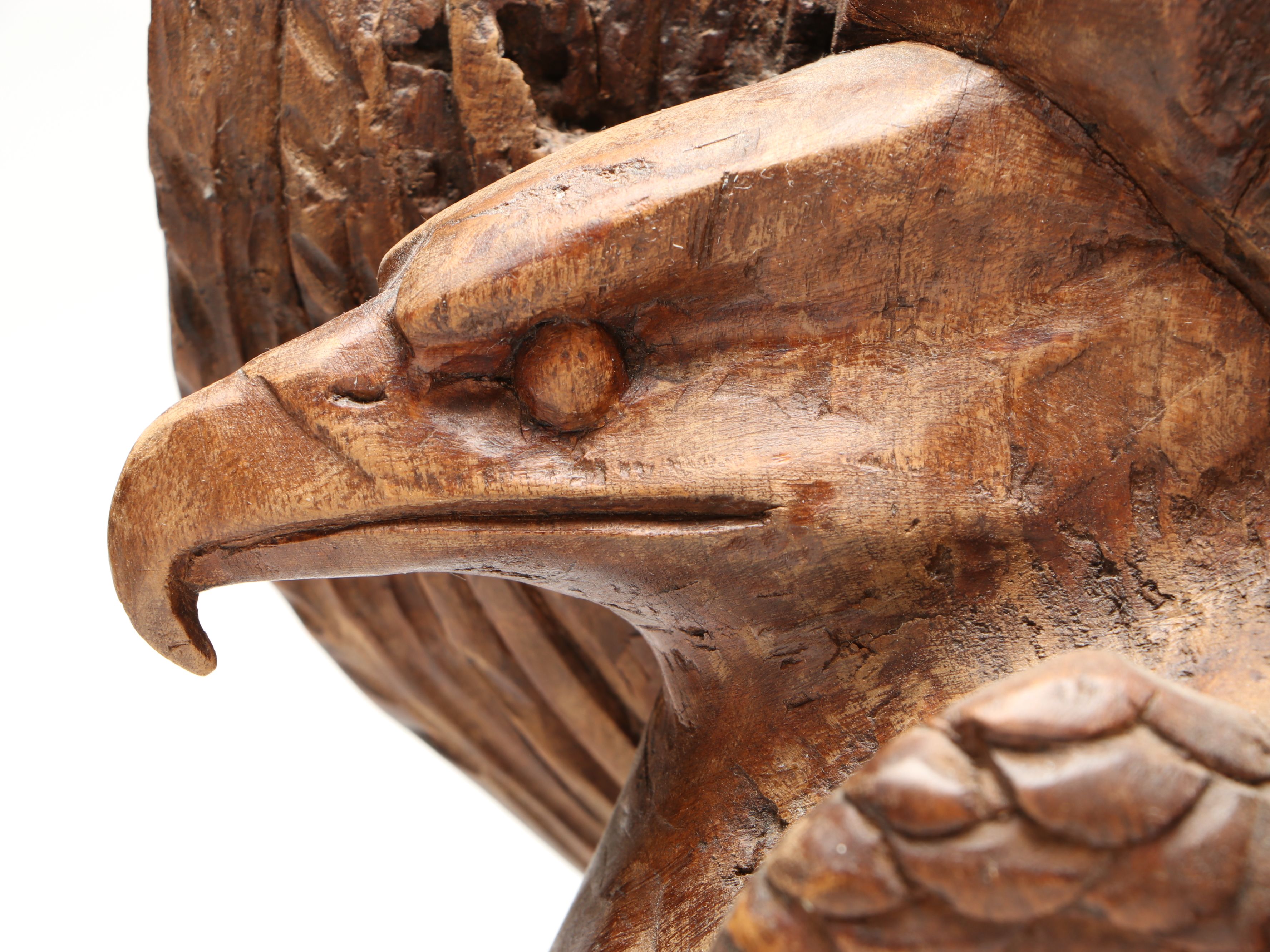 Live Edge Carved Wood Eagle with Other Resin Eagle Wall Mount and Sculpture