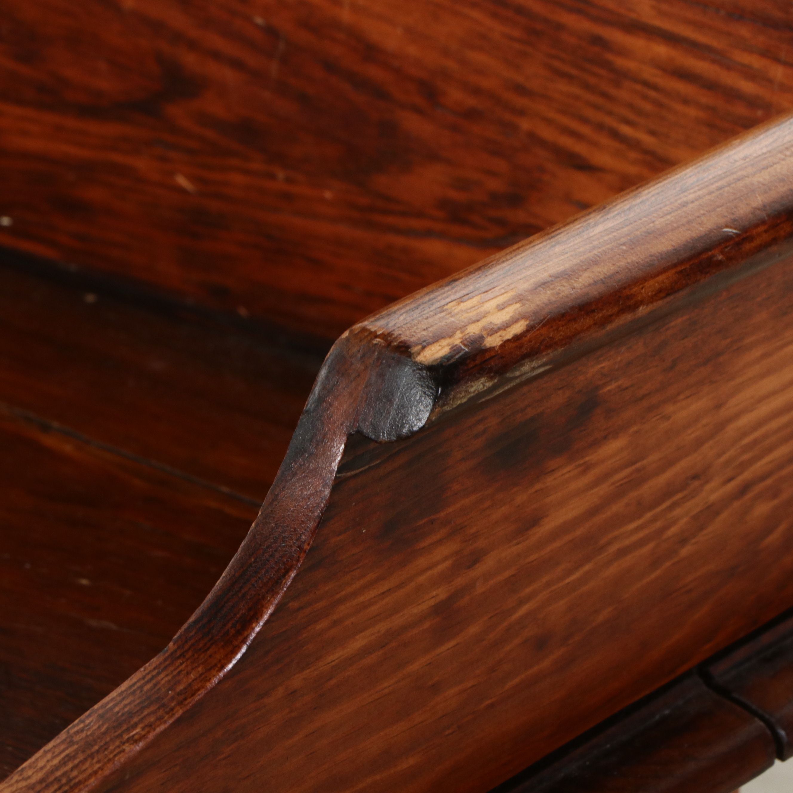 American Victorian Pine Spindle-Leg Desk and Carved Walnut Caned Chair