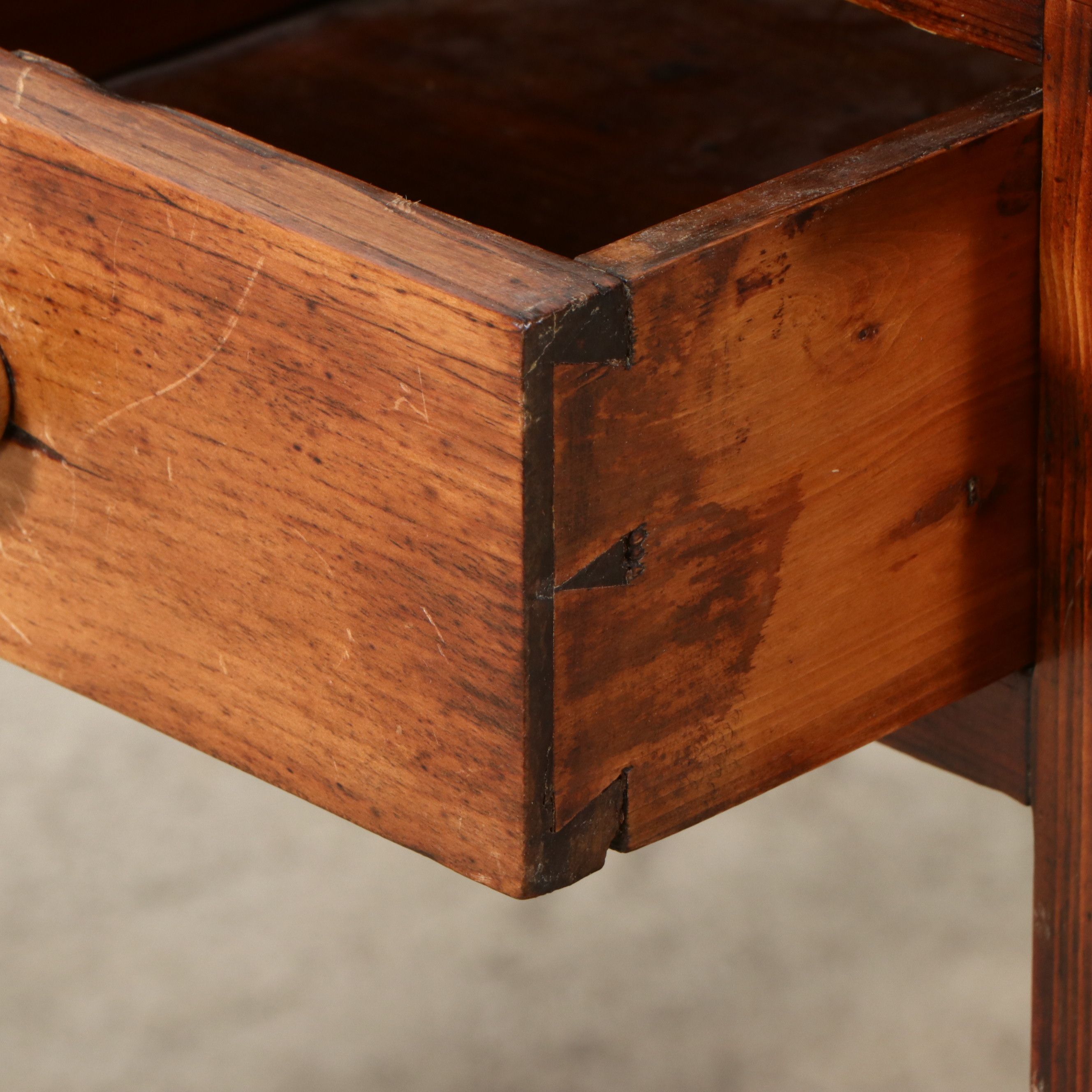 American Victorian Pine Spindle-Leg Desk and Carved Walnut Caned Chair