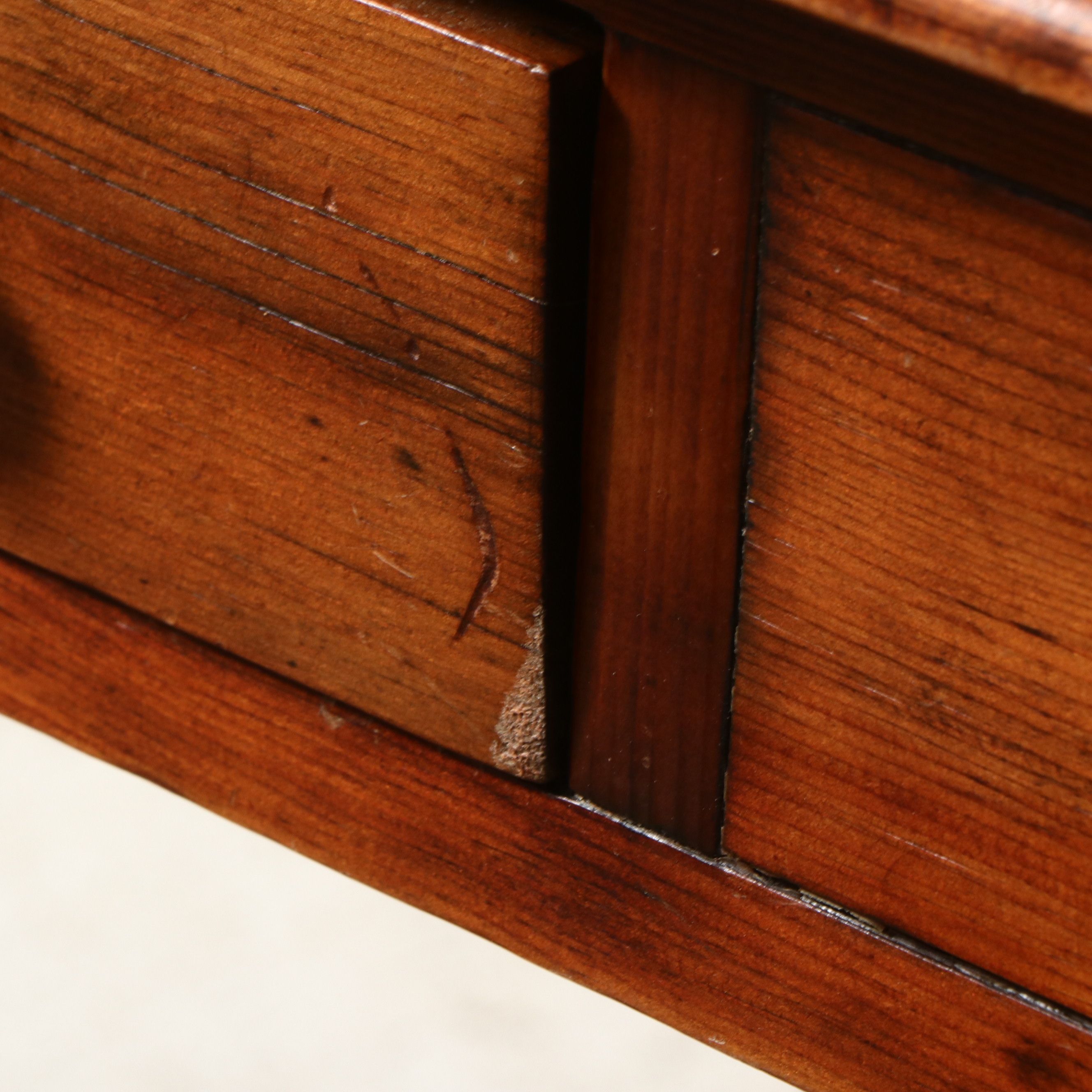 American Victorian Pine Spindle-Leg Desk and Carved Walnut Caned Chair