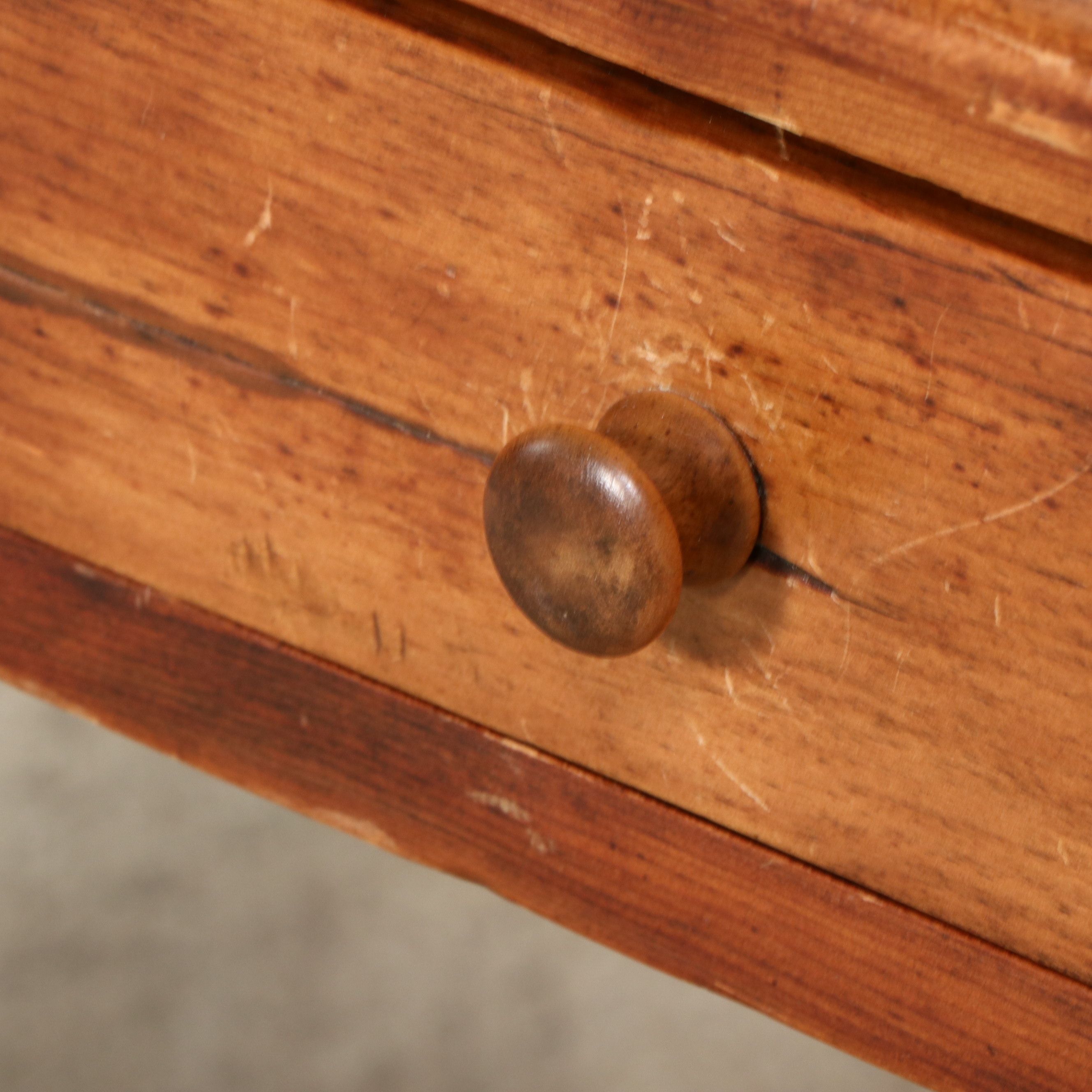 American Victorian Pine Spindle-Leg Desk and Carved Walnut Caned Chair