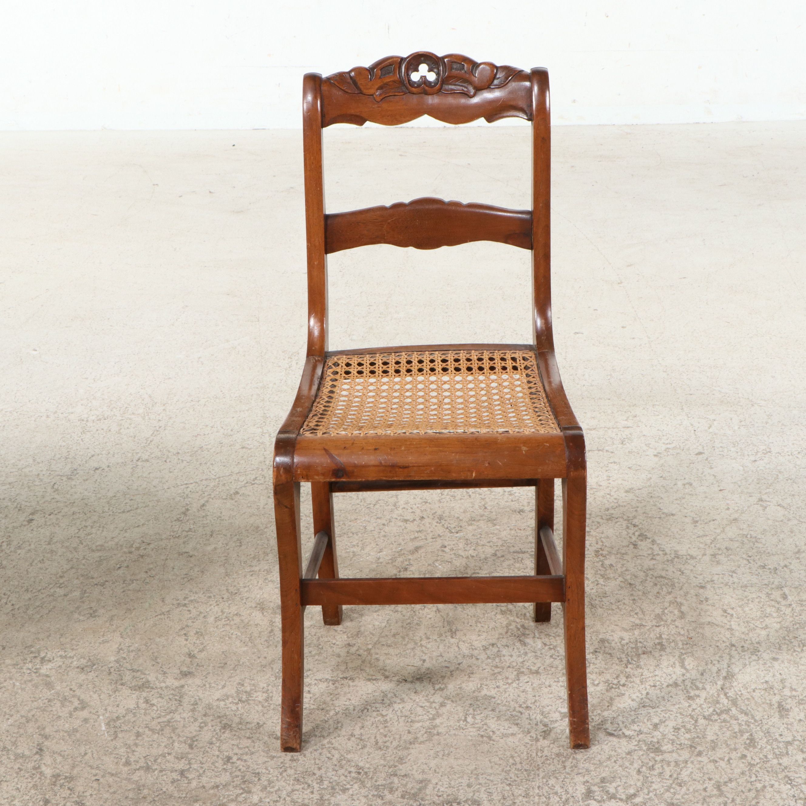 American Victorian Pine Spindle-Leg Desk and Carved Walnut Caned Chair