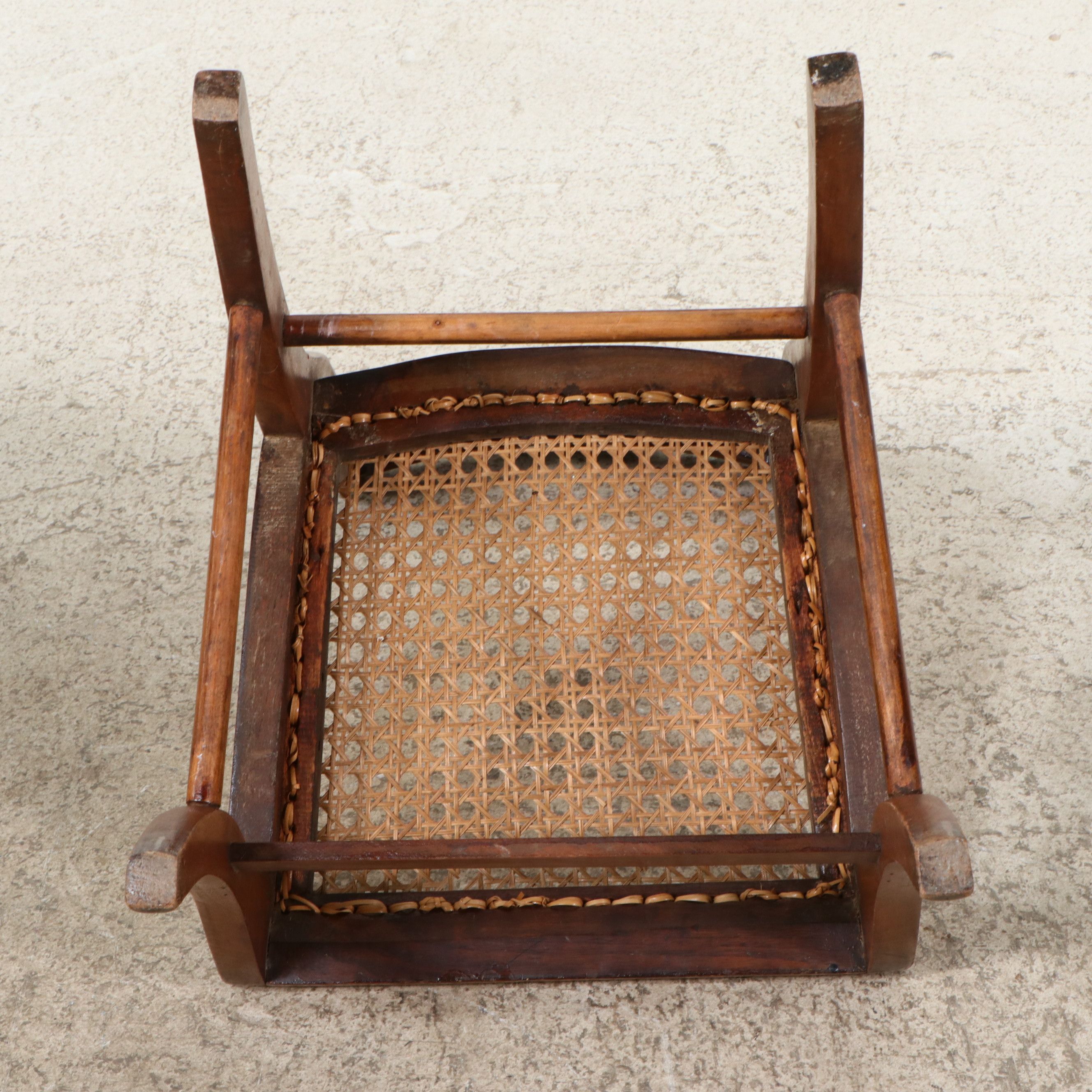 American Victorian Pine Spindle-Leg Desk and Carved Walnut Caned Chair