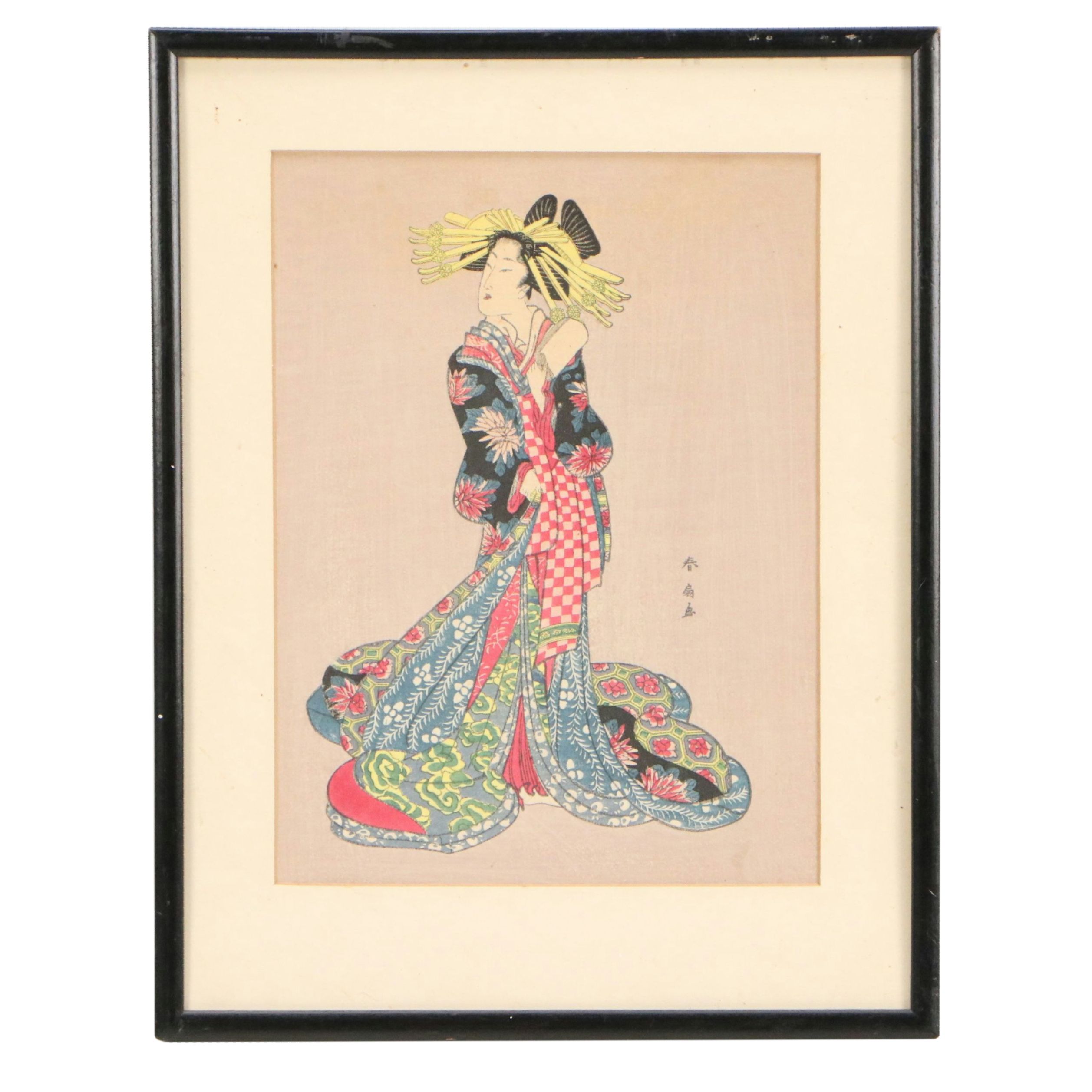 Japanese Woodblock of Courtesan After Natori Shunsen, Circa Early 20th Century