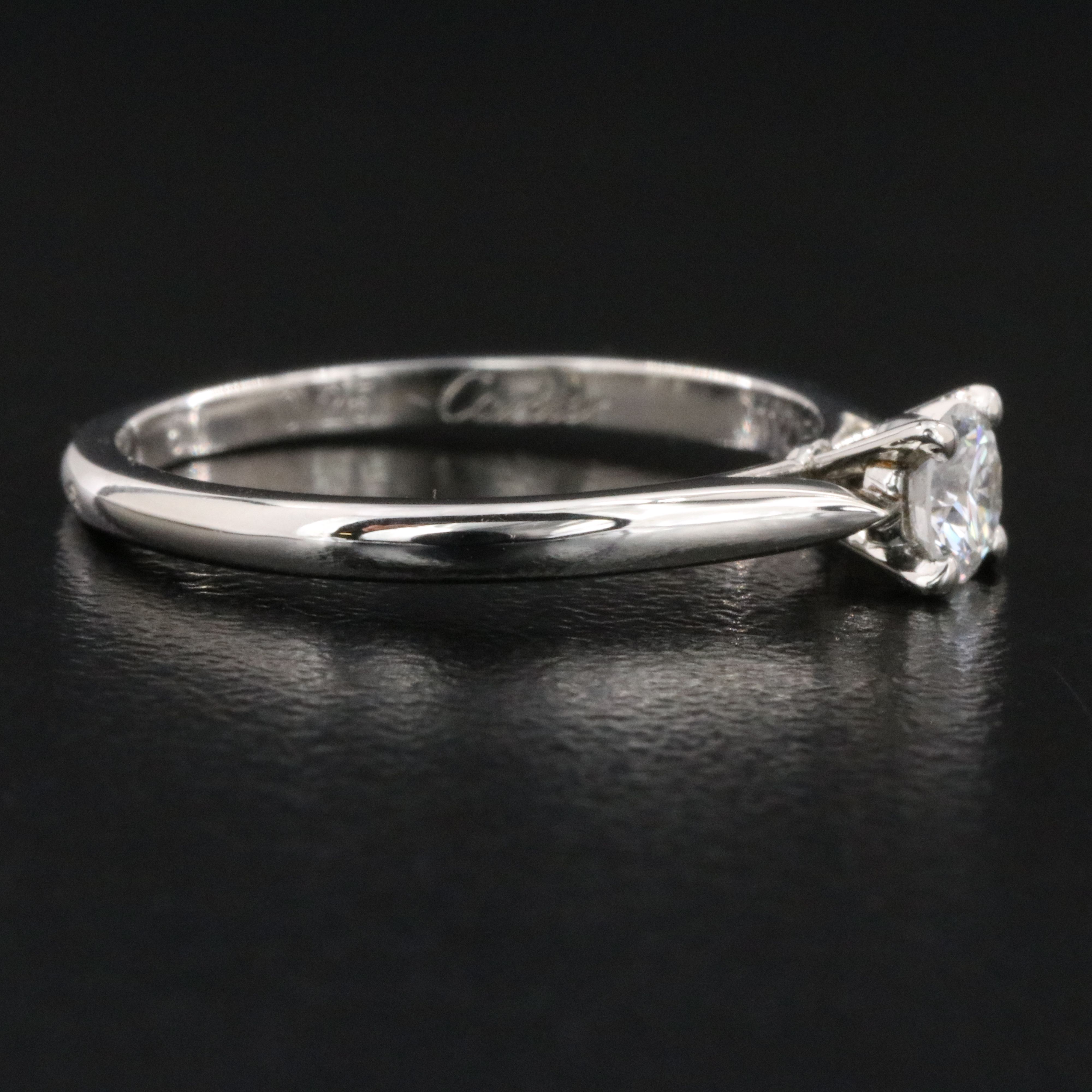 Cartier 1895 Platinum 0.25 CT Diamond Solitaire Ring with COA and GIA Report