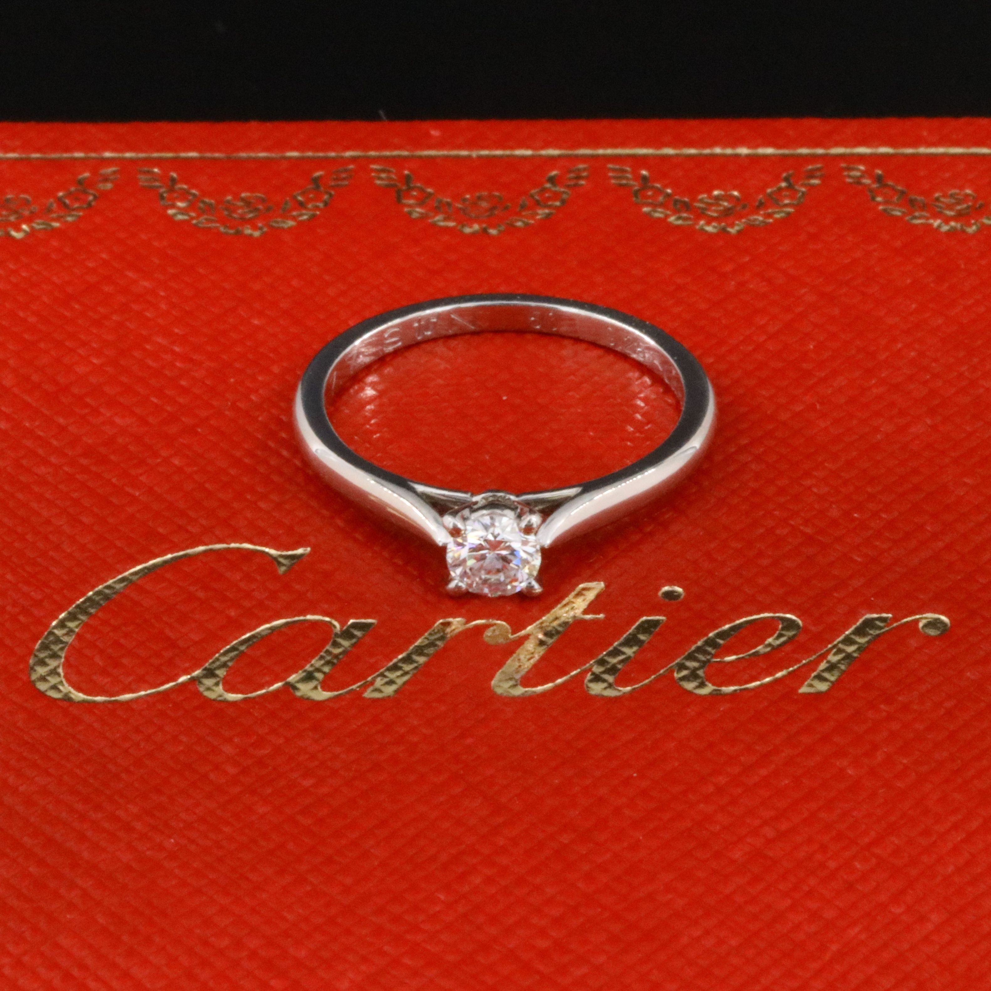 Cartier 1895 Platinum 0.25 CT Diamond Solitaire Ring with COA and GIA Report