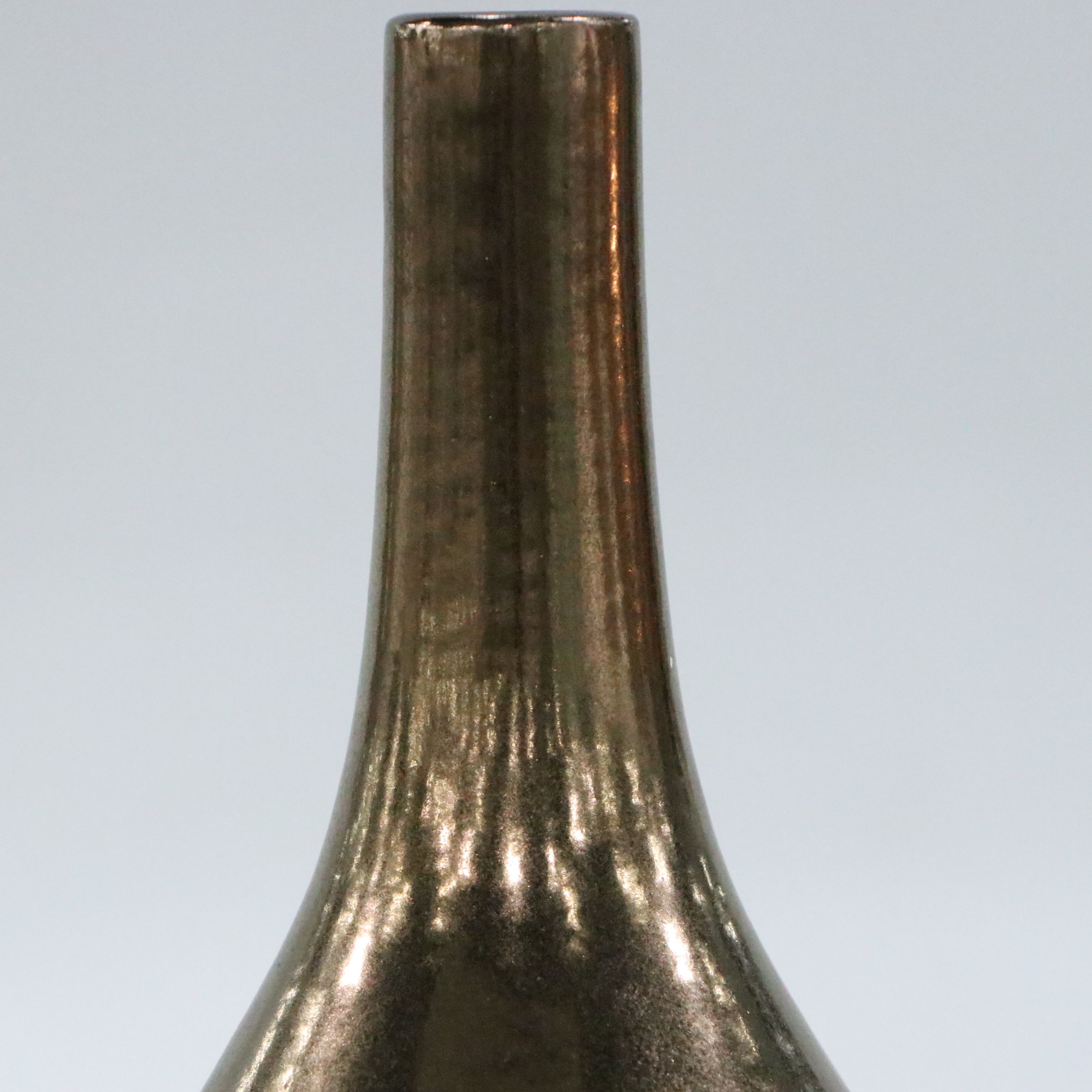 Contemporary Bottle-Shaped Metallic Glaze Ceramic Vases