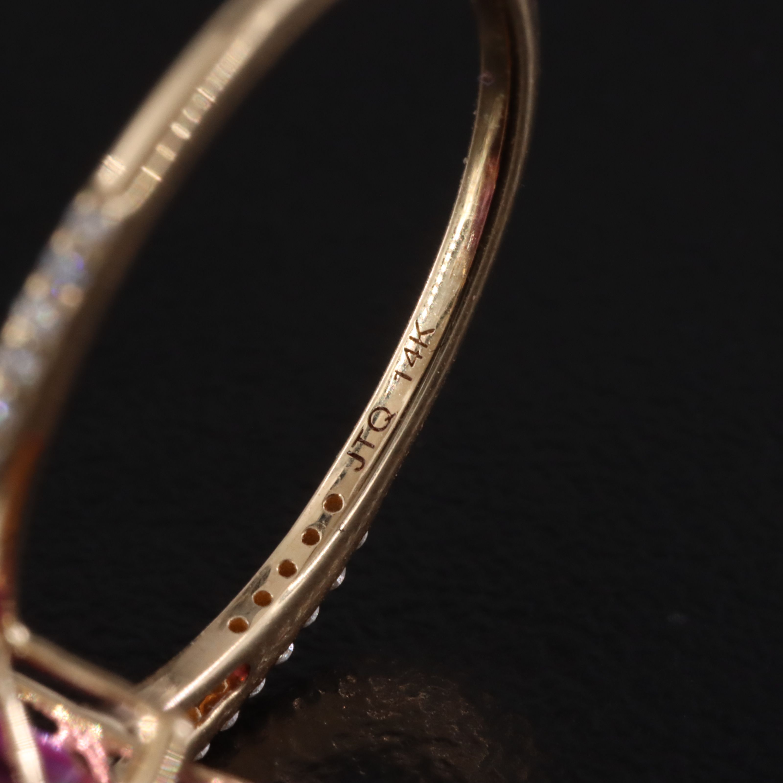 14K 6.68 CT Lab Grown Pink Sapphire and Moissanite Ring