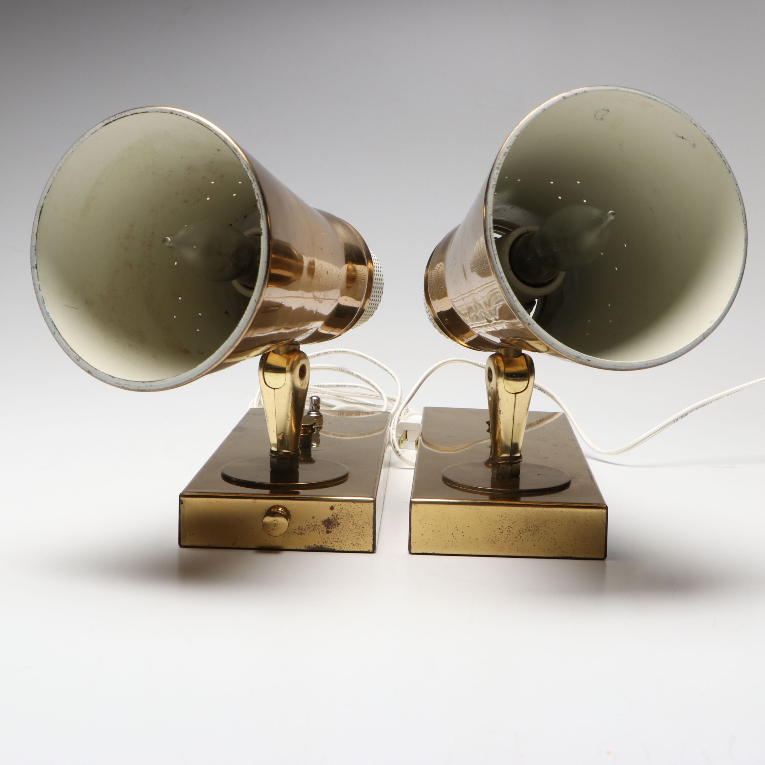 Pair of Mid Century Modern Style Brass Adjustable Wall Sconces