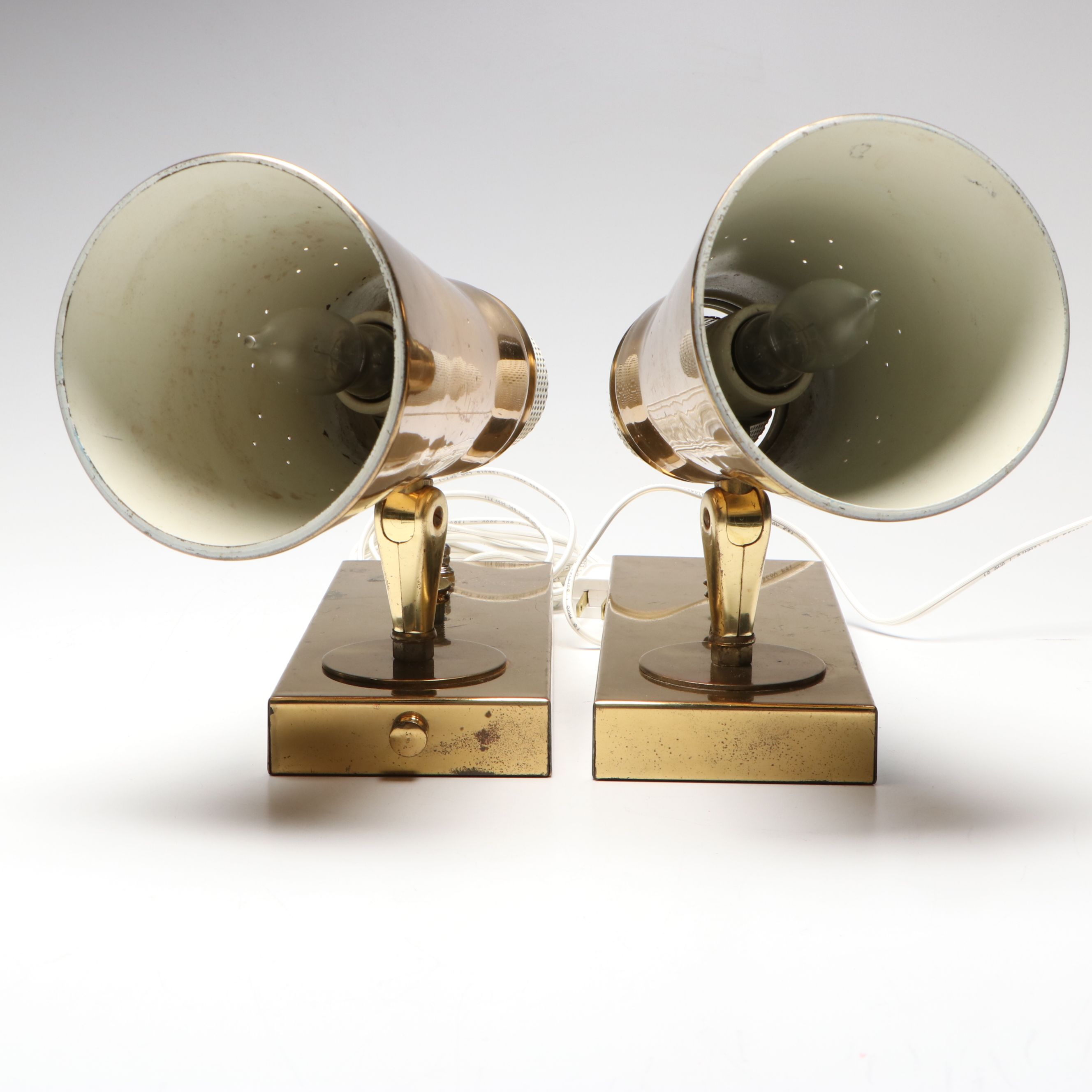 Pair of Mid Century Modern Style Brass Adjustable Wall Sconces