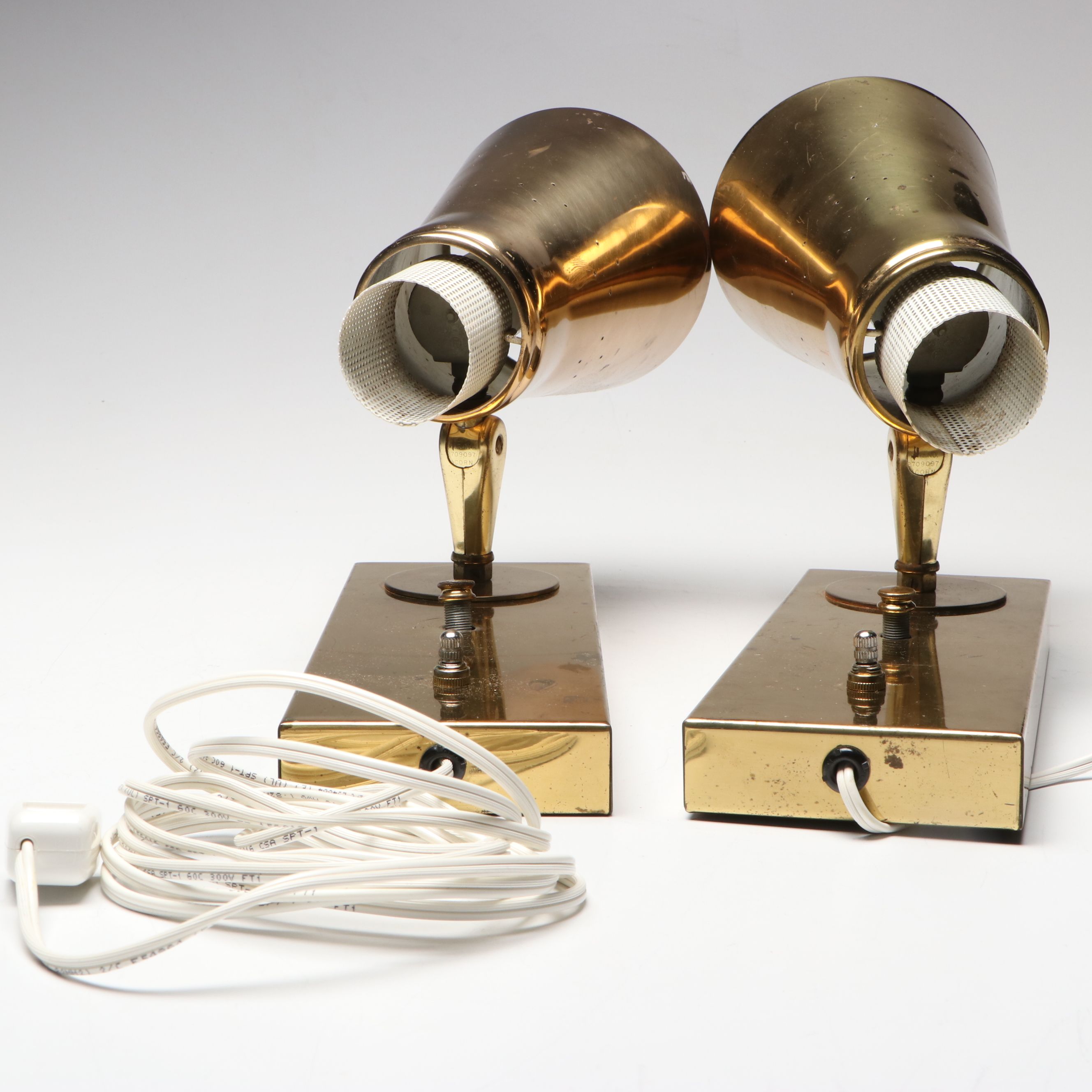 Pair of Mid Century Modern Style Brass Adjustable Wall Sconces