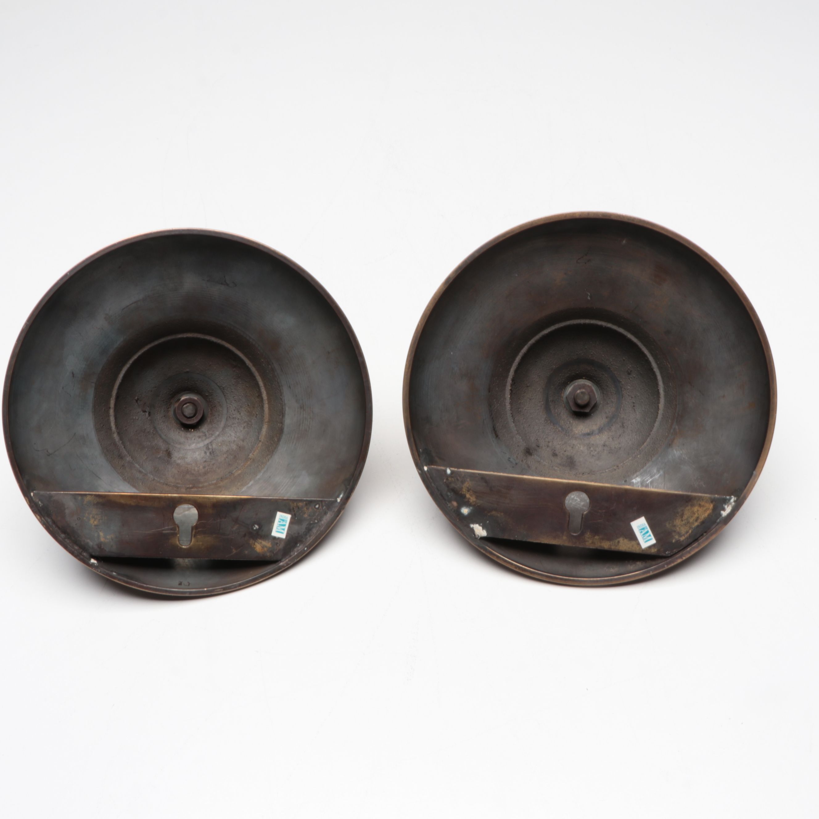 Pair of Gilt Bronze Finish Lanterns with Brass Openwork Candelabrum