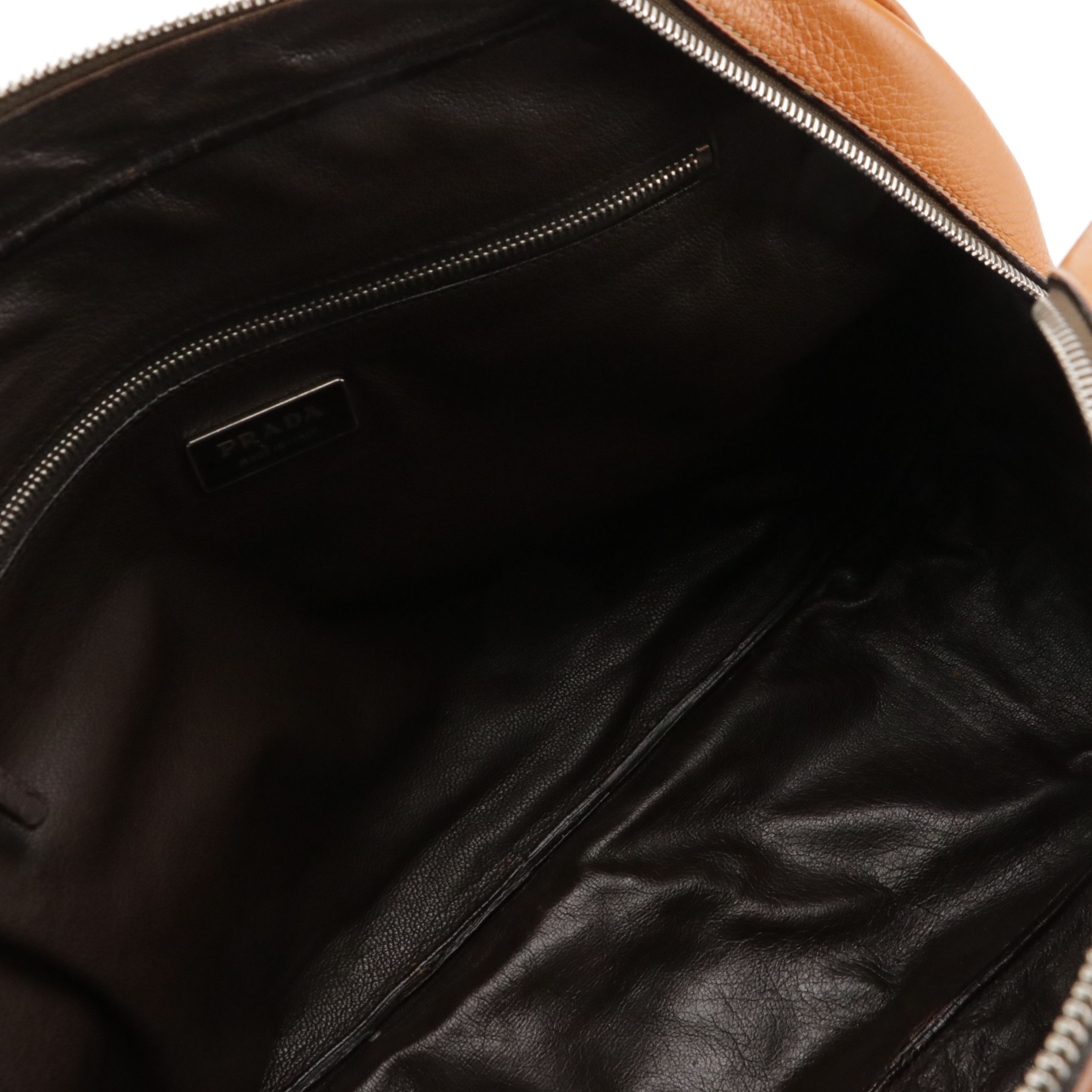 Prada Bauletto Bowler Shoulder Bag in Orange Grained Leather