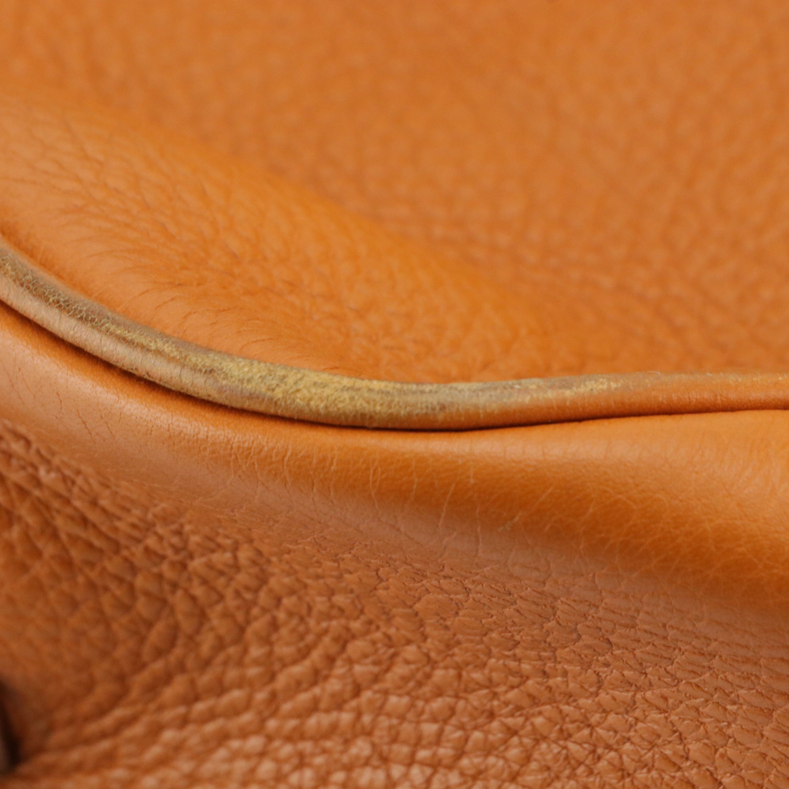 Prada Bauletto Bowler Shoulder Bag in Orange Grained Leather