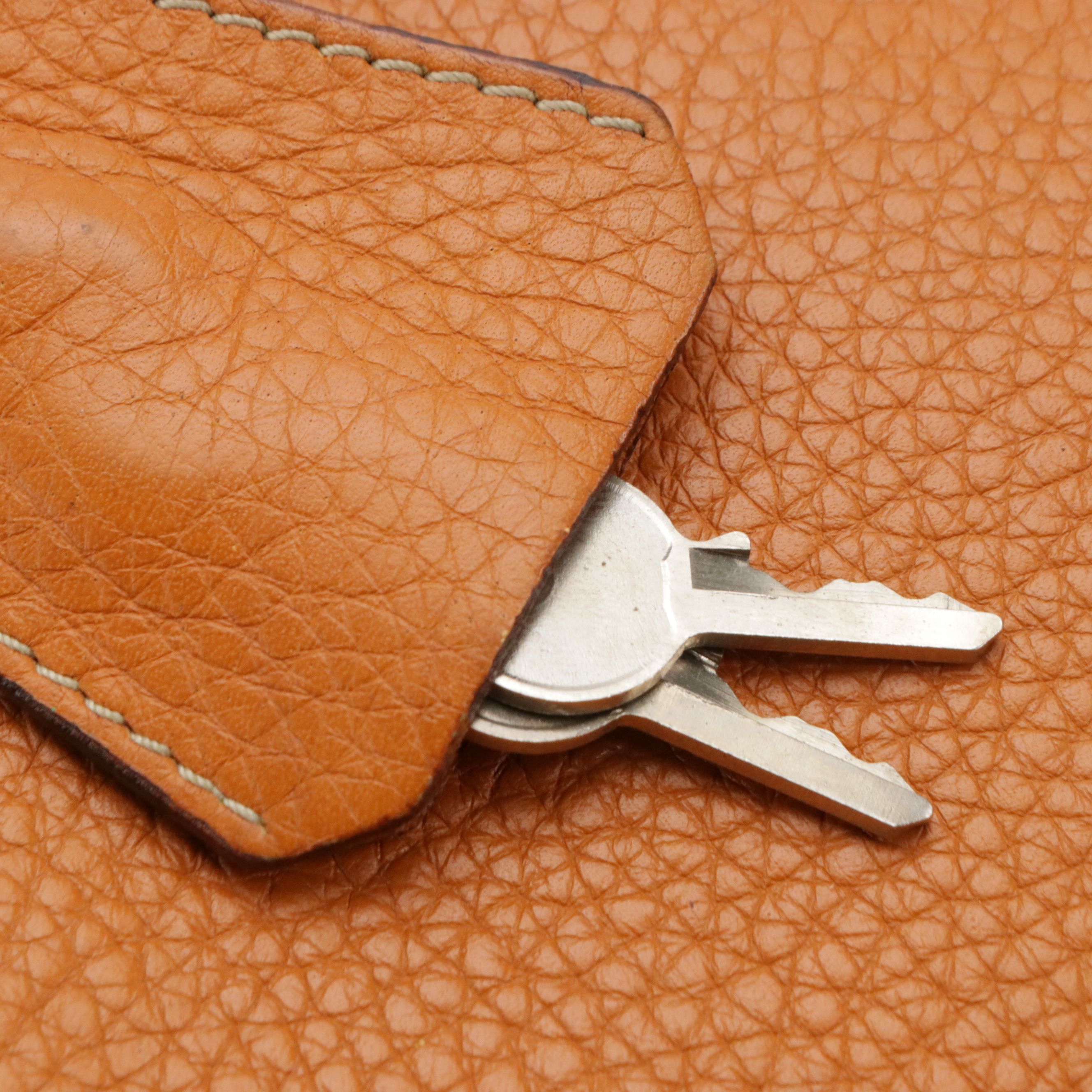 Prada Bauletto Bowler Shoulder Bag in Orange Grained Leather