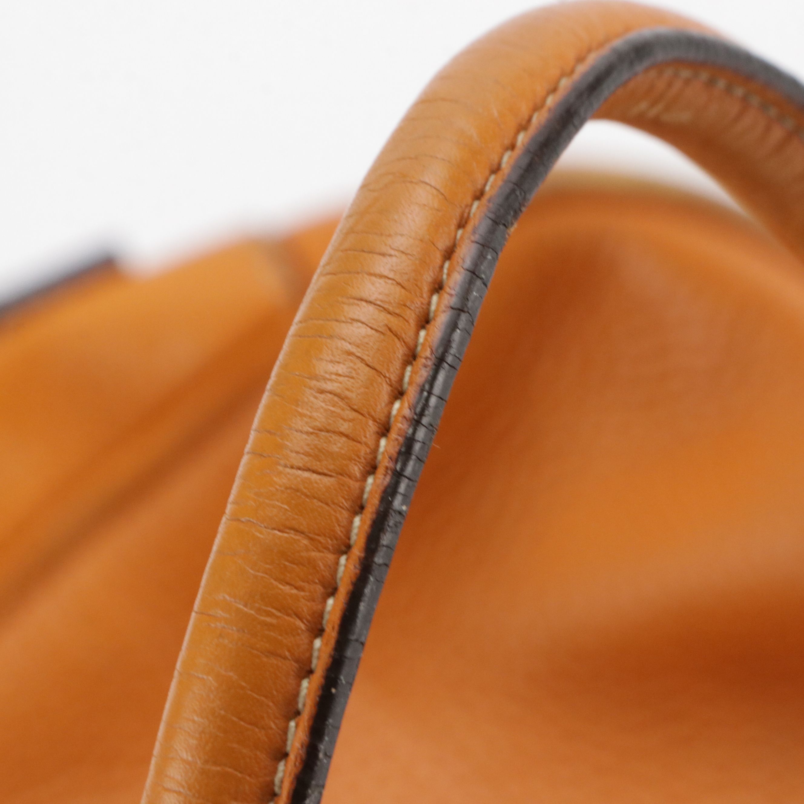 Prada Bauletto Bowler Shoulder Bag in Orange Grained Leather