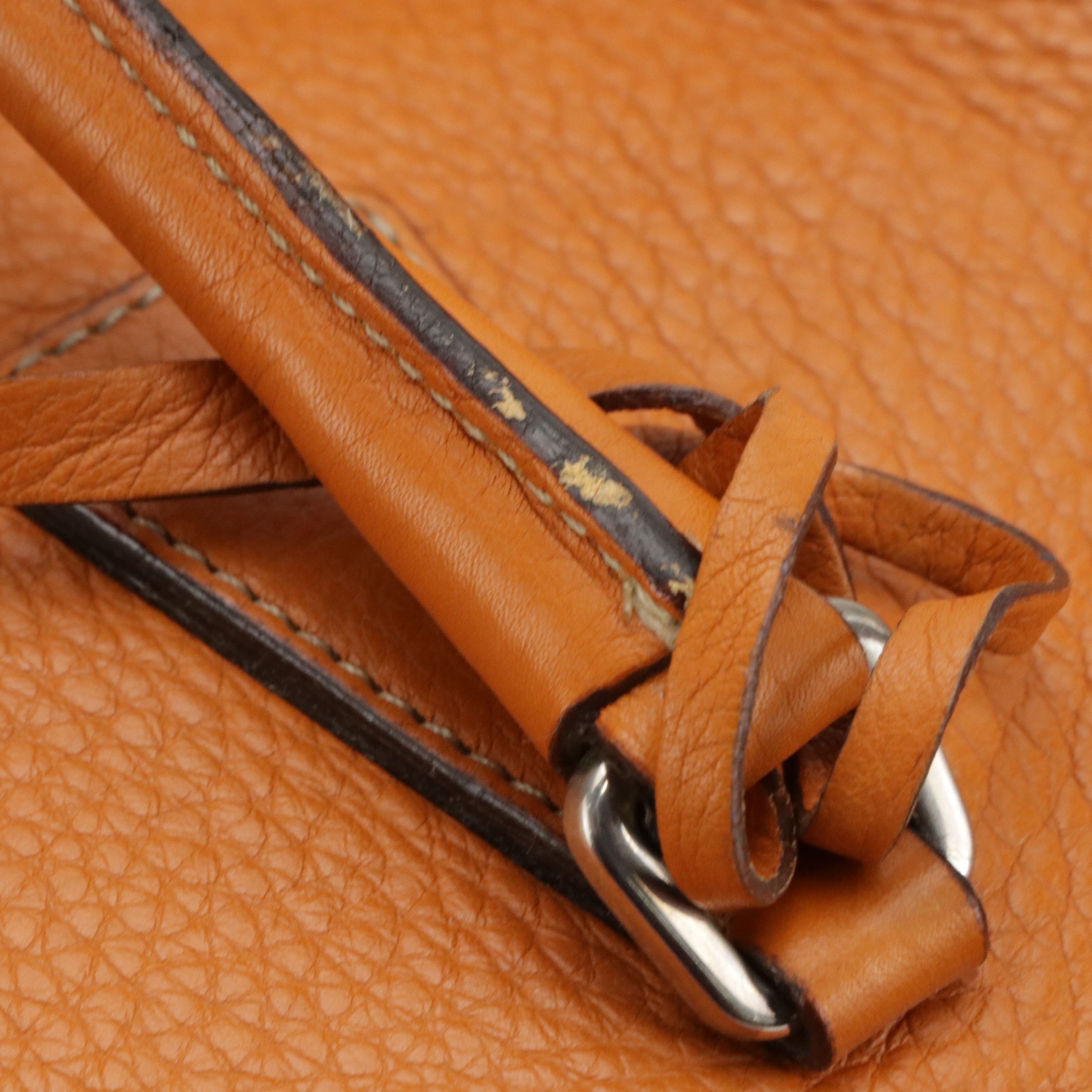 Prada Bauletto Bowler Shoulder Bag in Orange Grained Leather