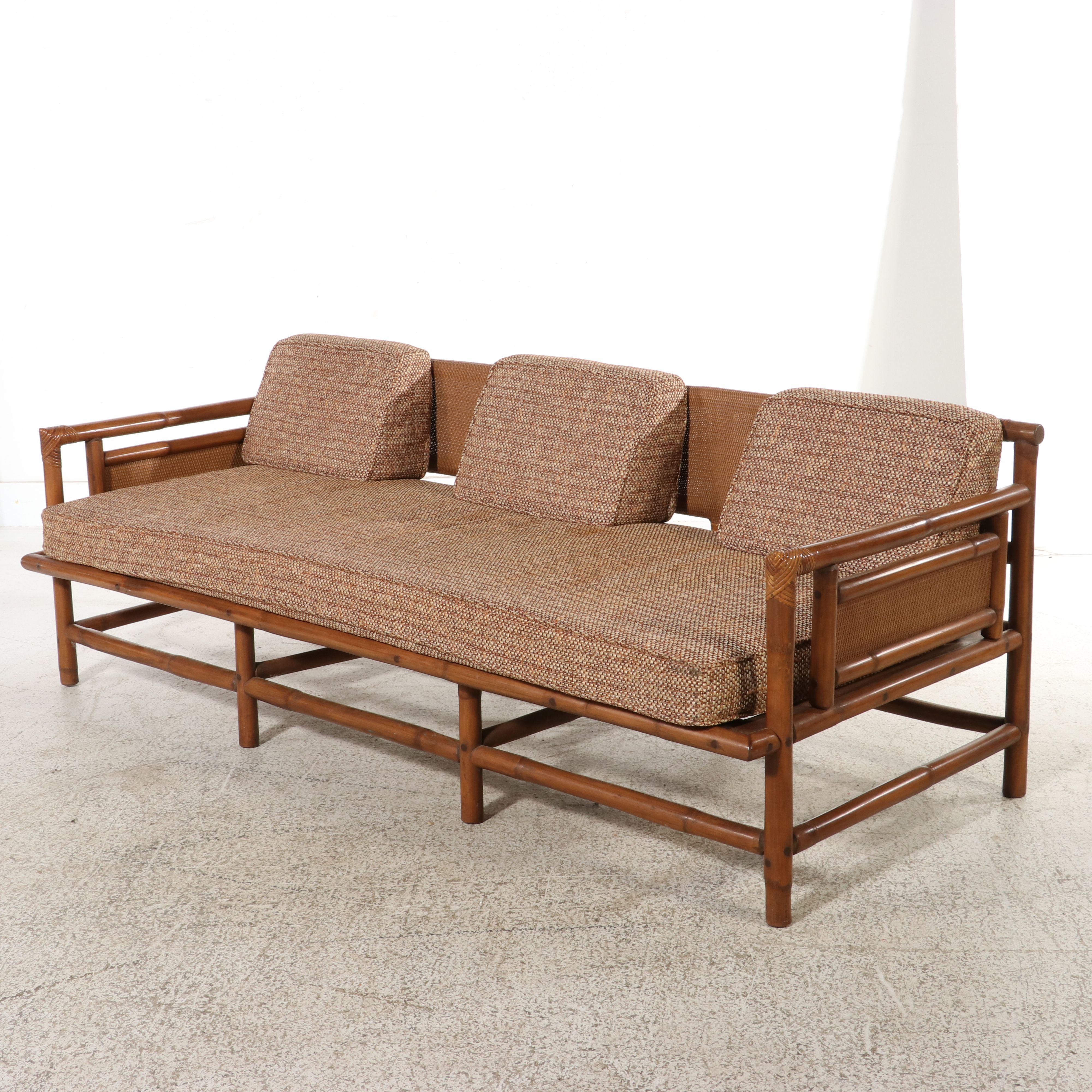 Vintage Whitecraft Rattan Sofa, Mid-20th Century