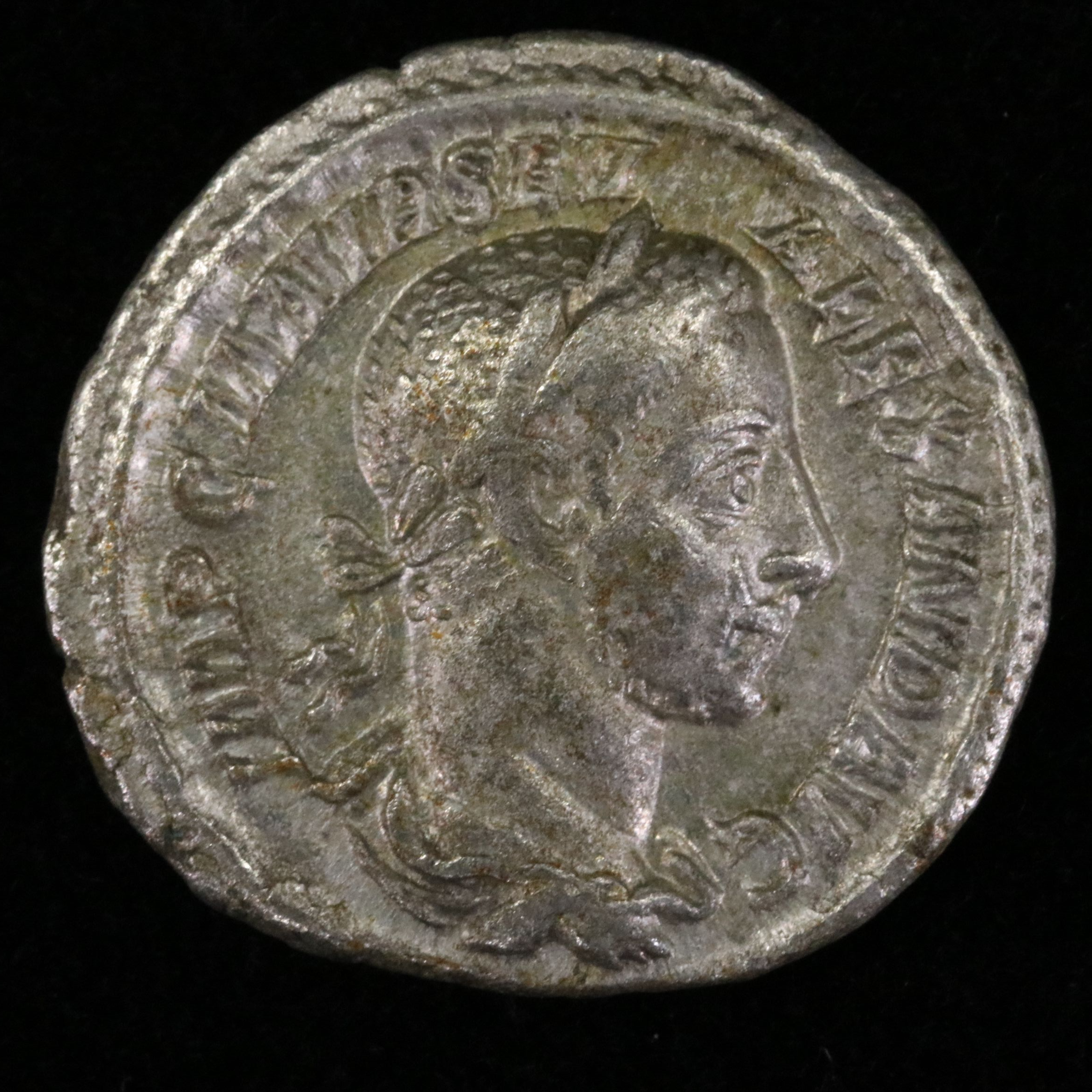 Ancient Roman Imperial AR Denarius Coin of Severus Alexander, ca. 225 A.D.