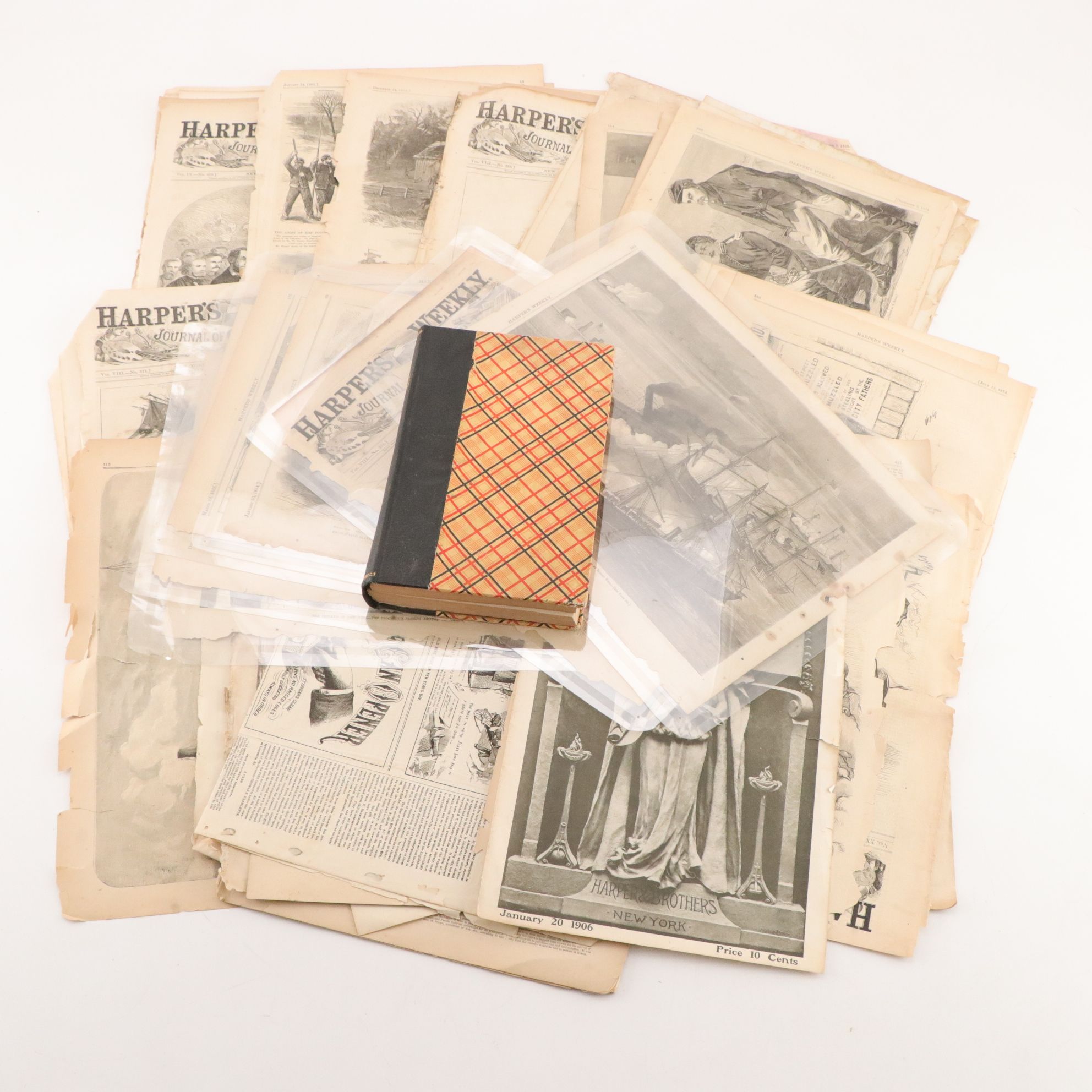 "Harper's Magazine" 1856 Bound Volume with "Harper's Weekly" Newspapers