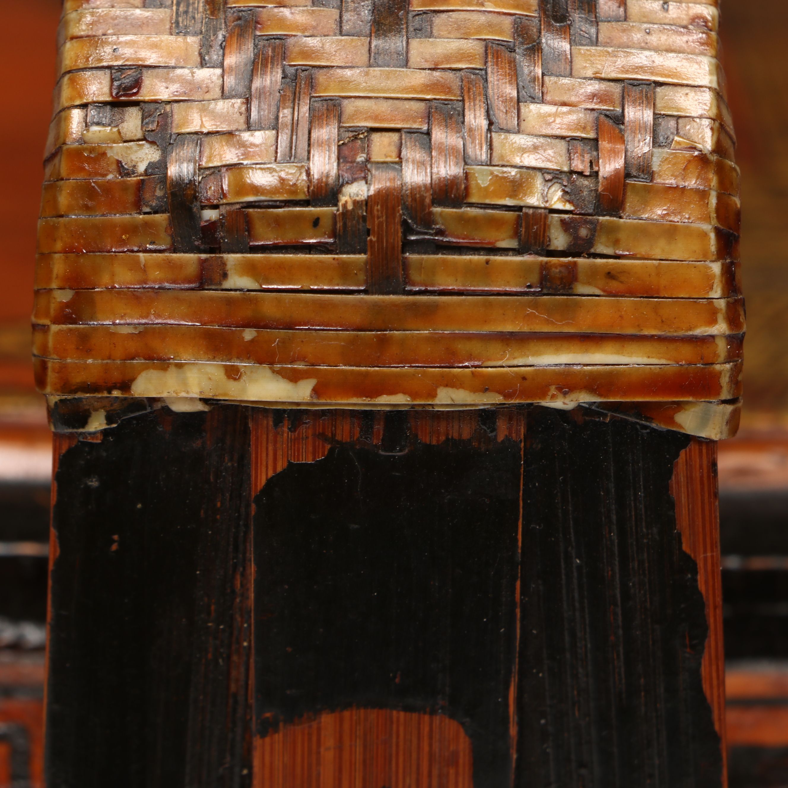 Antique Chinese Hand-Painted Wood Wedding Basket