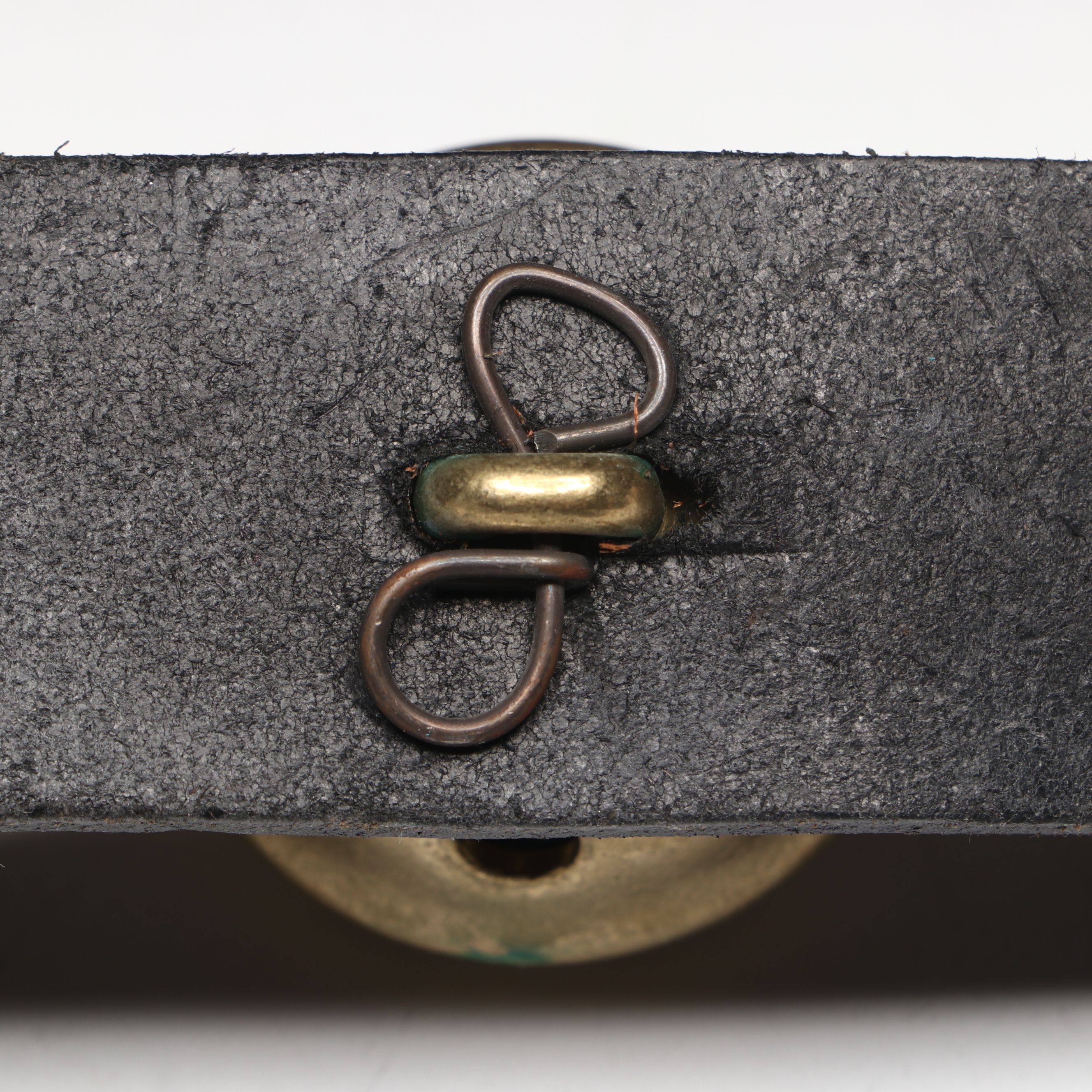 Brass Horse Sleigh Bells on Black Leather Tack Strap