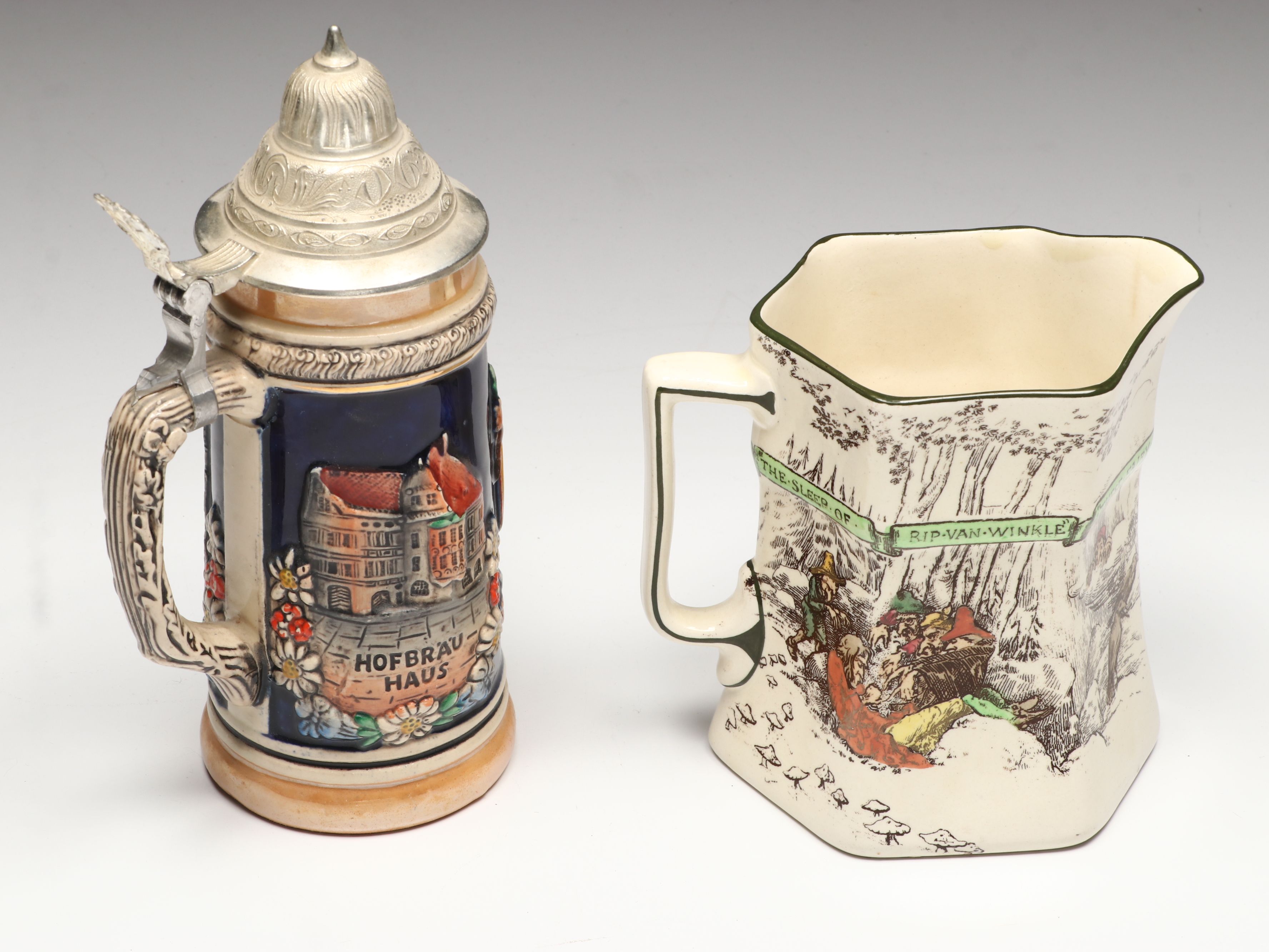 German Ceramic Beer Stein, Royal Doulton Pitcher, and More Tableware