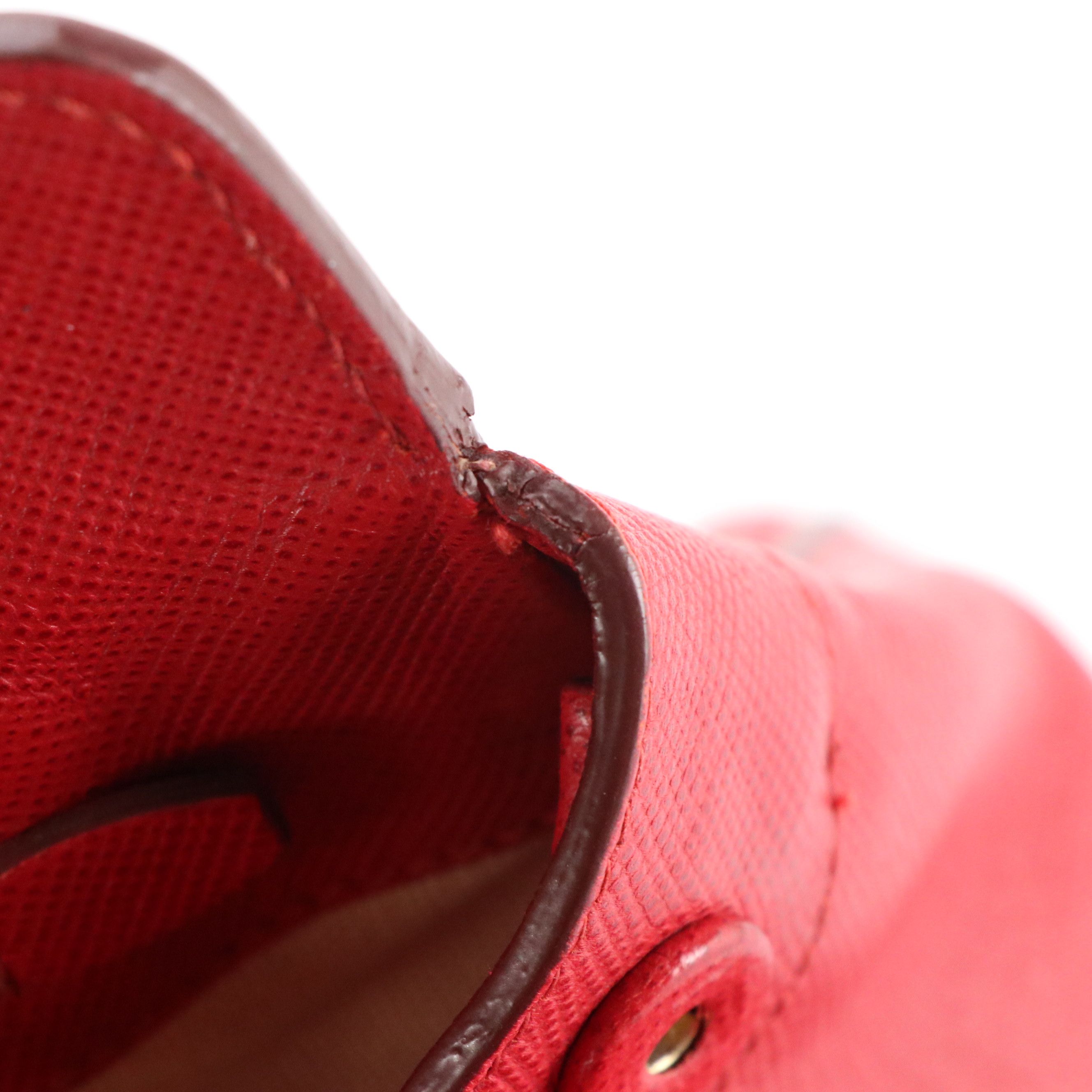 Prada Canapa Tote in Neutral Canvas and Red Saffiano Leather