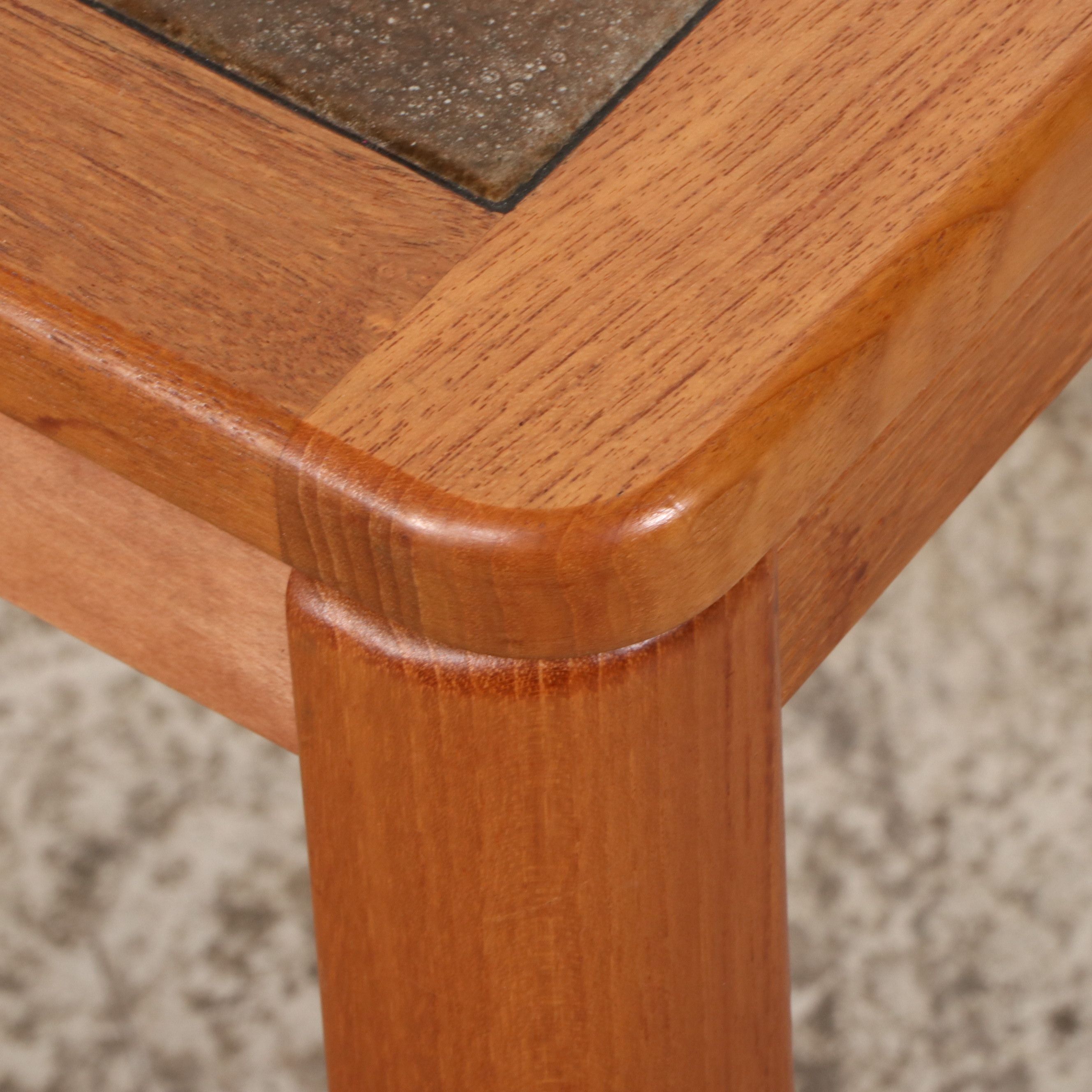 Uldum Danish Modern Tile Top Coffee and Hasley Stone Top Side Tables