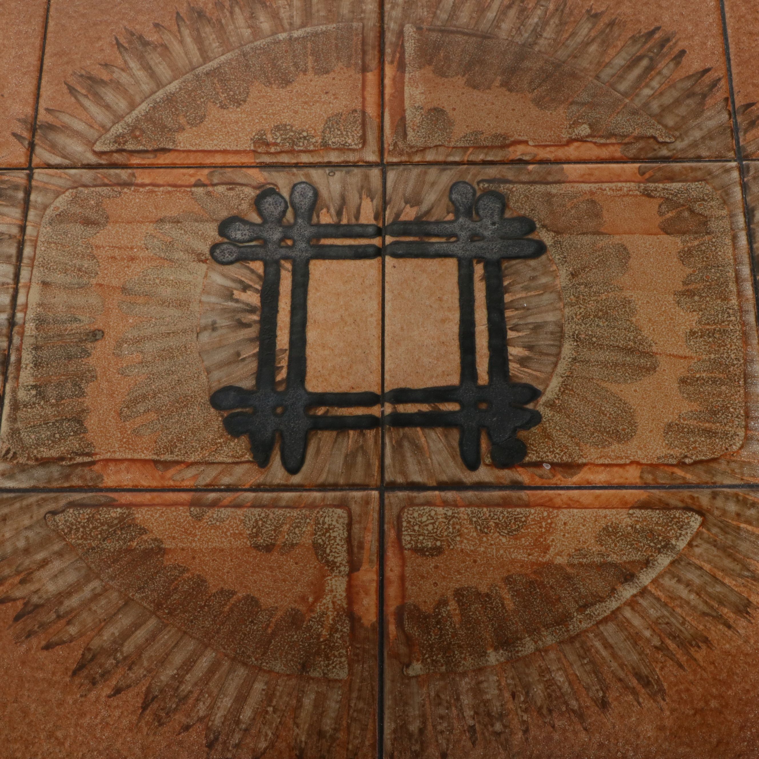 Uldum Danish Modern Tile Top Coffee and Hasley Stone Top Side Tables