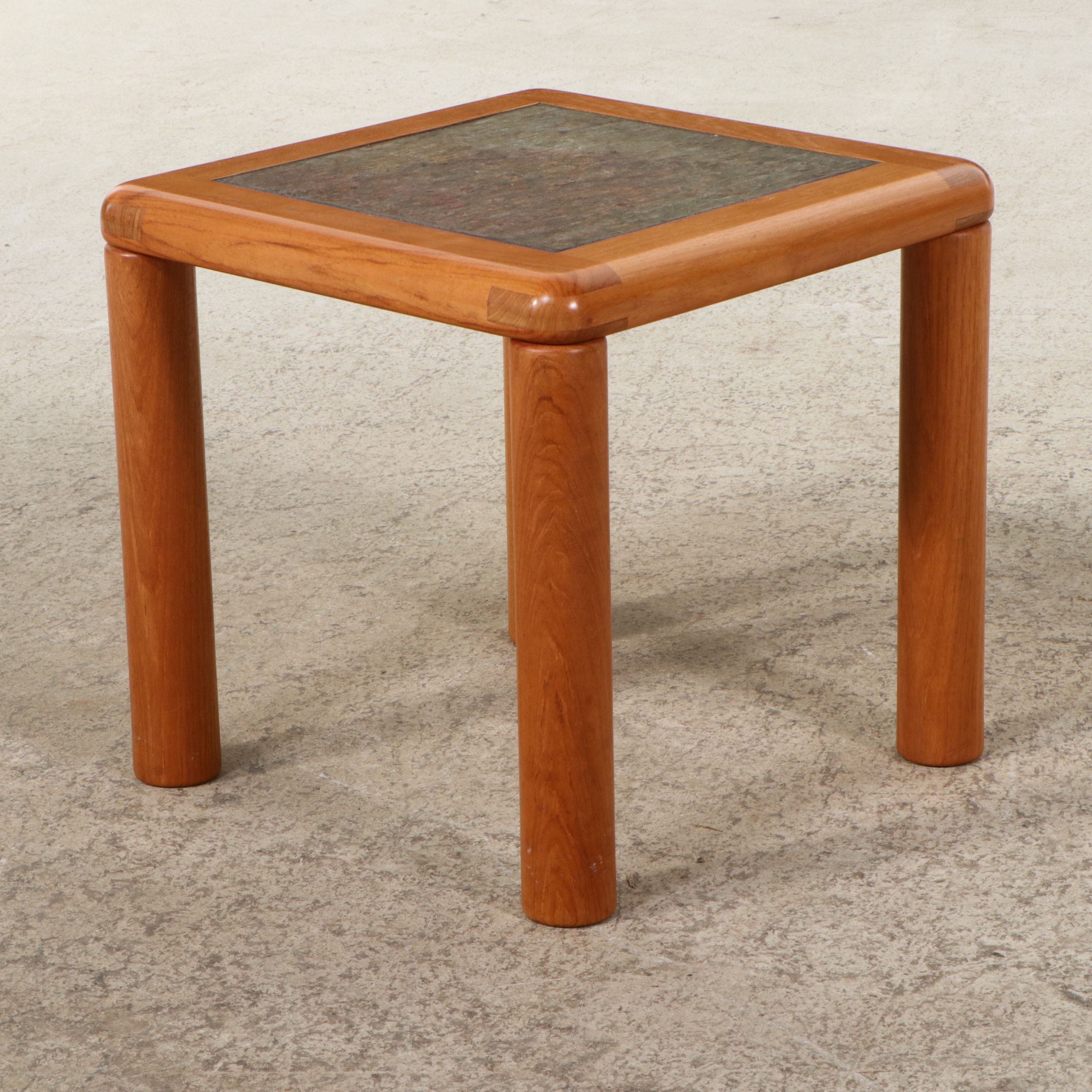 Uldum Danish Modern Tile Top Coffee and Hasley Stone Top Side Tables