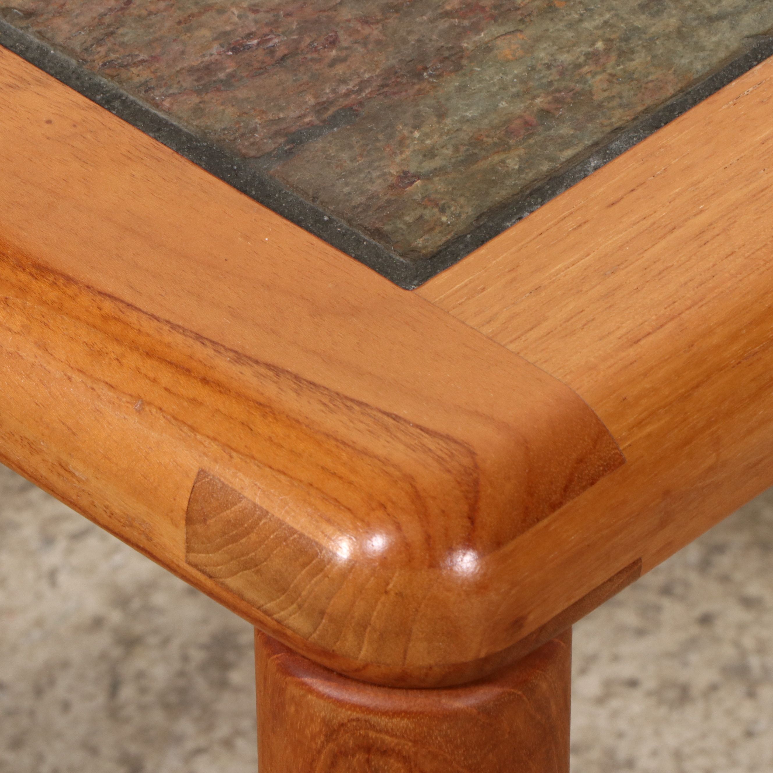 Uldum Danish Modern Tile Top Coffee and Hasley Stone Top Side Tables