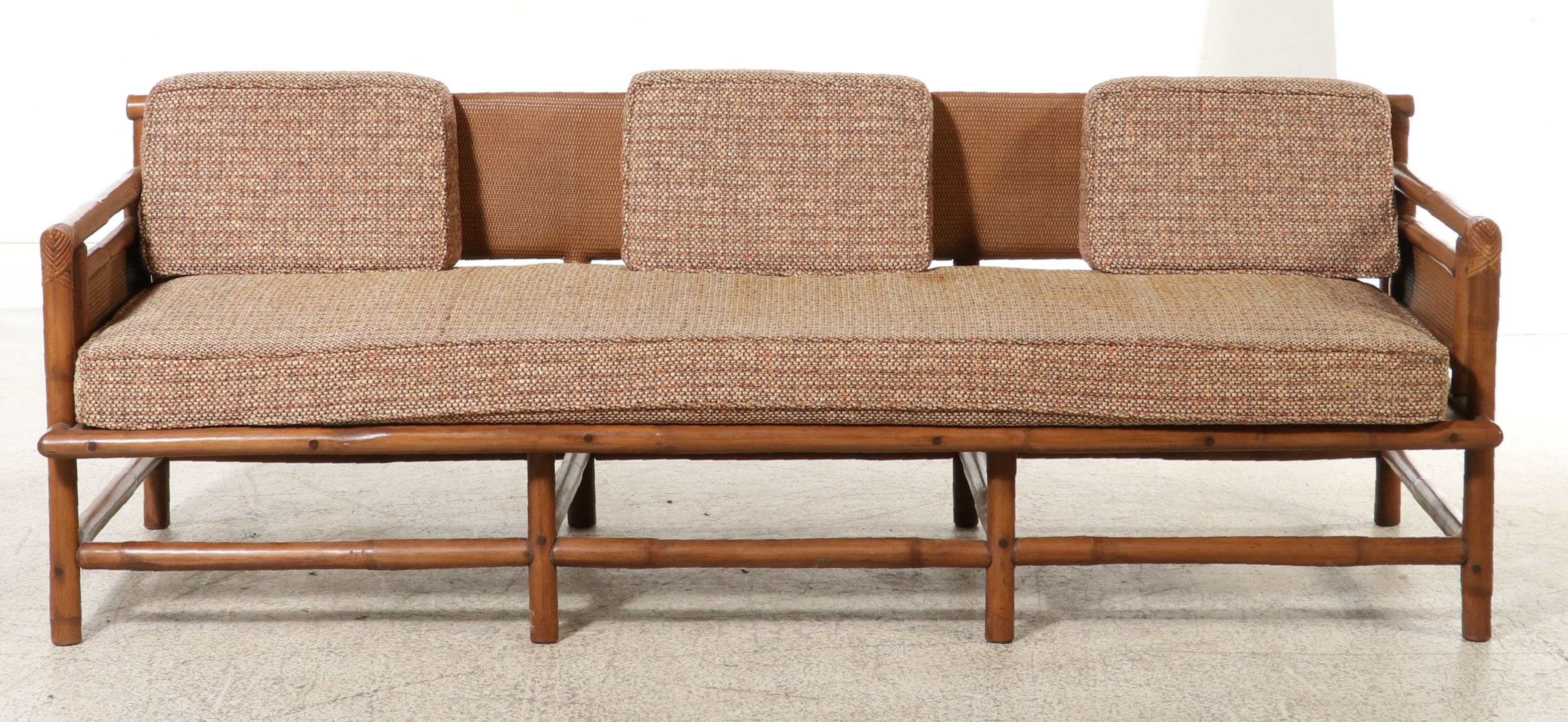 Vintage Whitecraft Rattan Sofa, Mid-20th Century