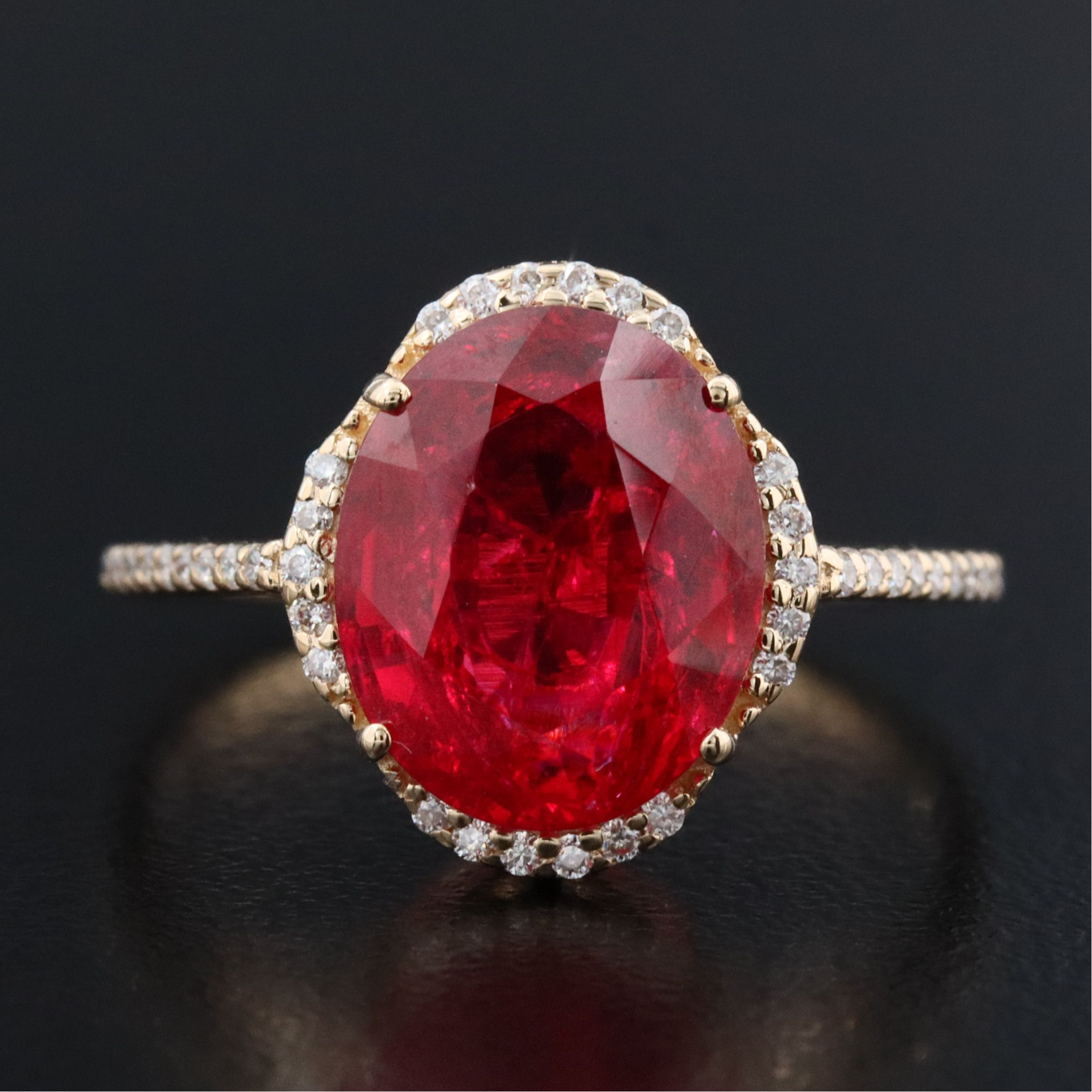 14K 4.00 CT Lab Grown Ruby and Moissanite Ring