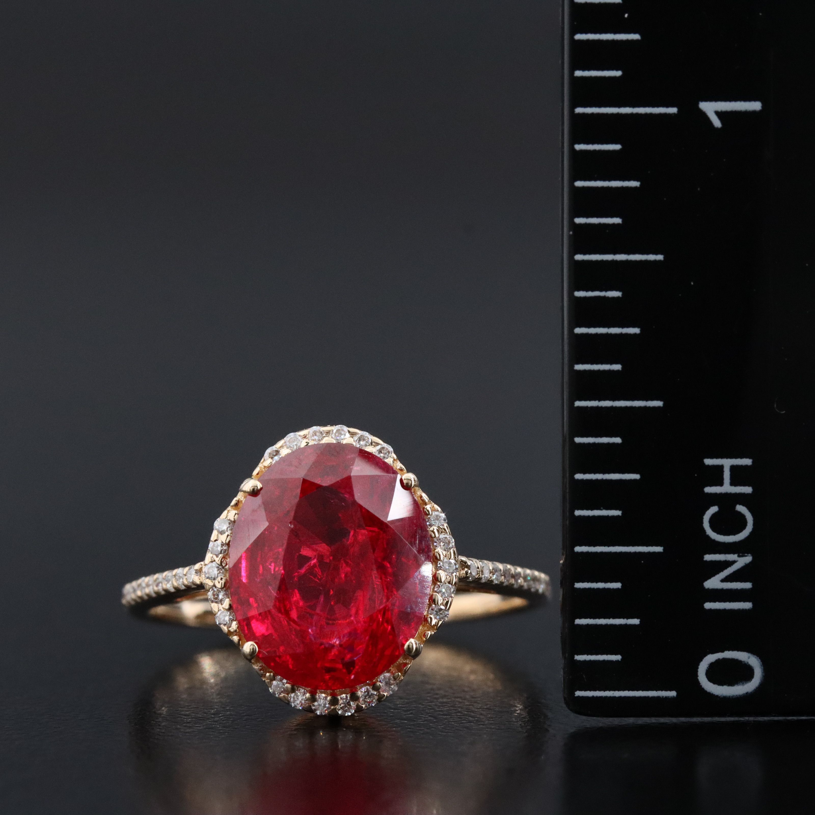 14K 4.00 CT Lab Grown Ruby and Moissanite Ring