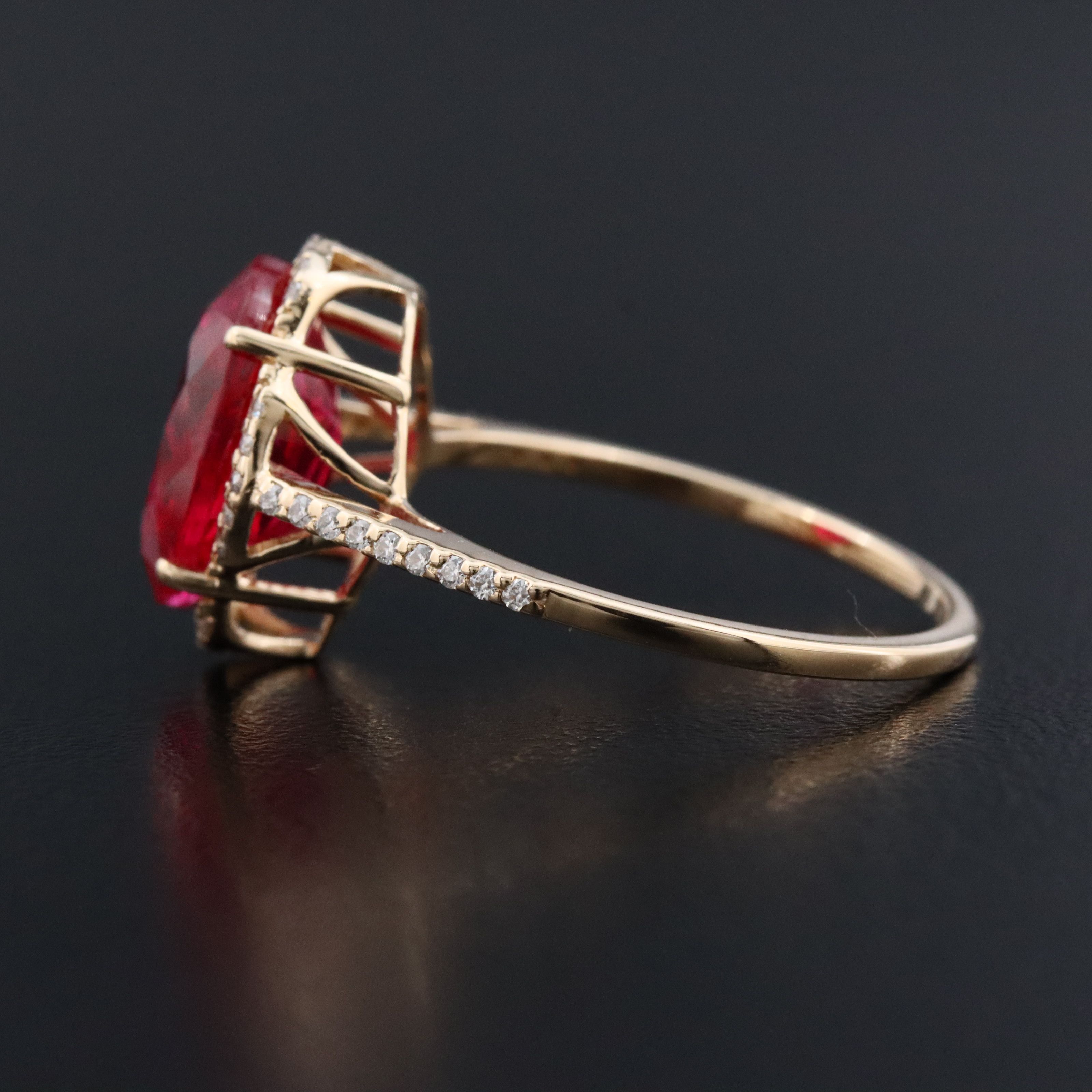14K 4.00 CT Lab Grown Ruby and Moissanite Ring