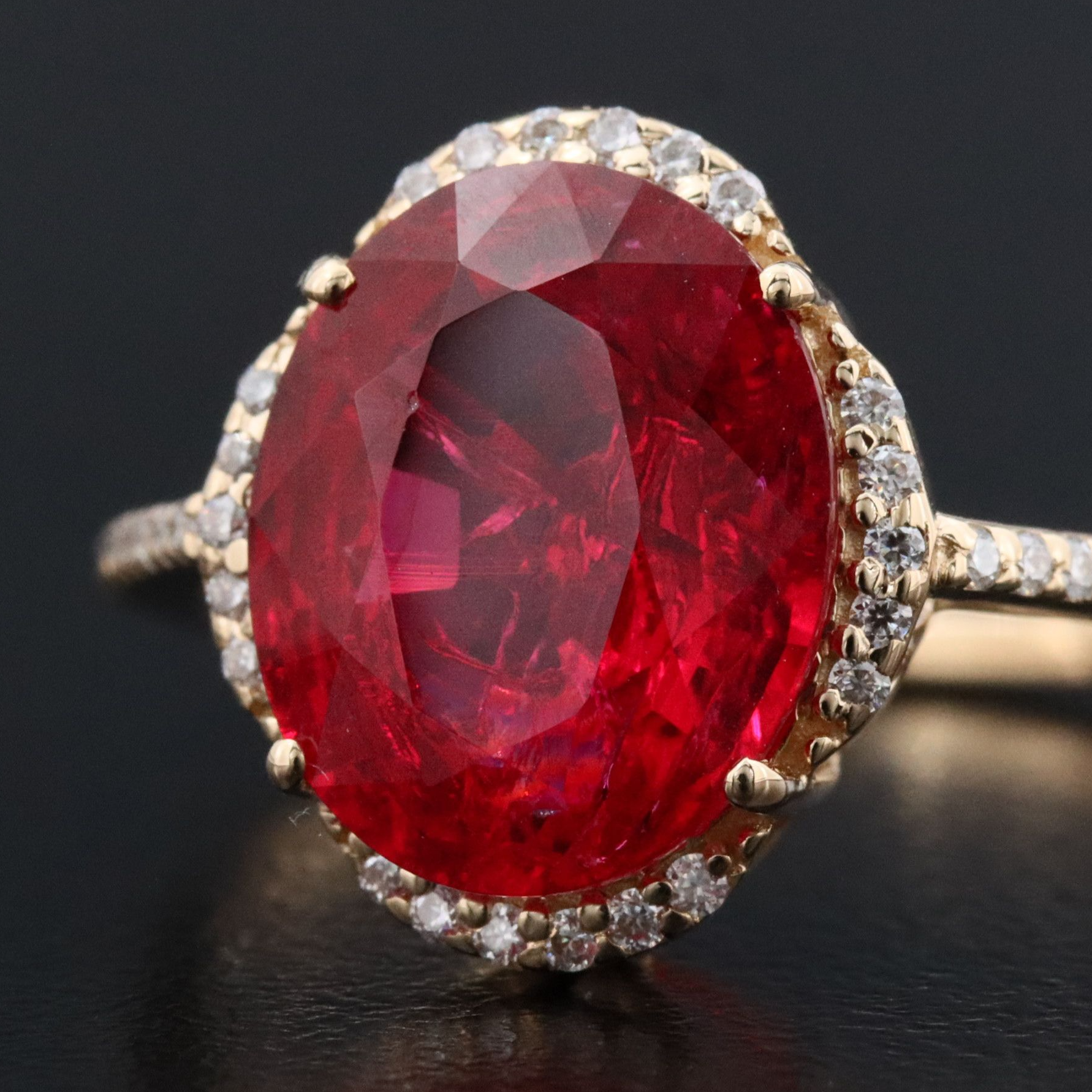 14K 4.00 CT Lab Grown Ruby and Moissanite Ring