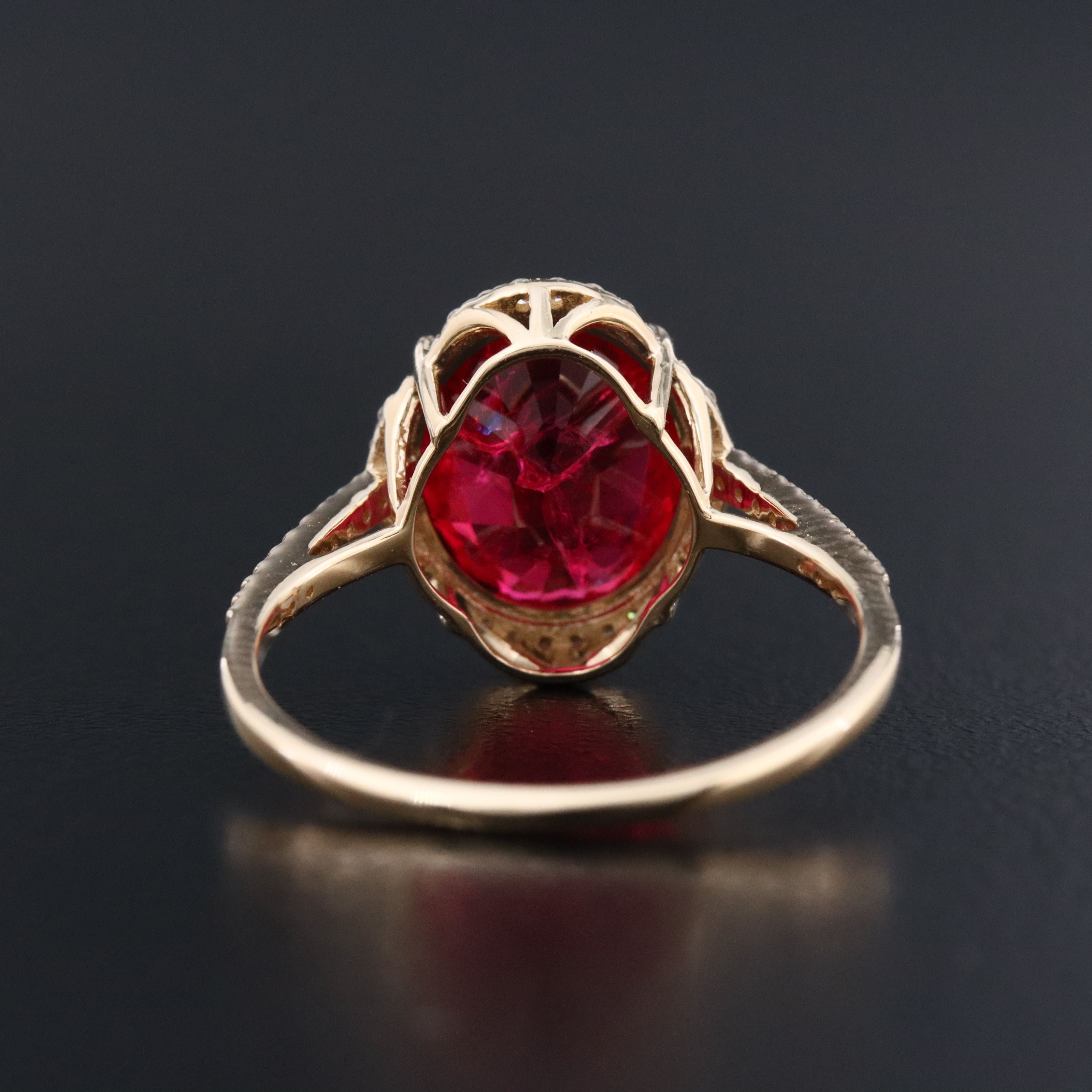 14K 4.00 CT Lab Grown Ruby and Moissanite Ring