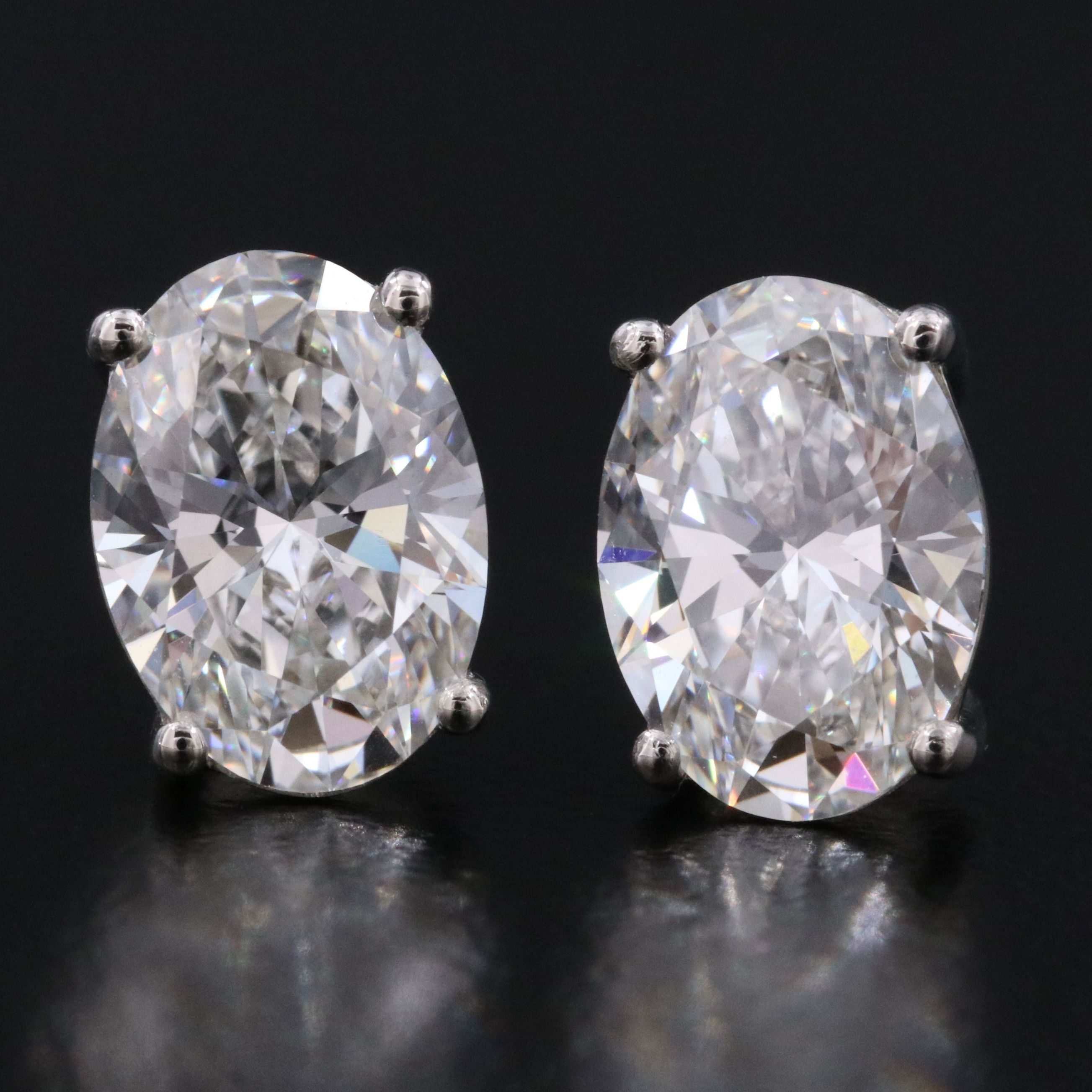 Platinum 3.12 CTW Lab Grown Diamond Solitaire Earrings with IGI Reports