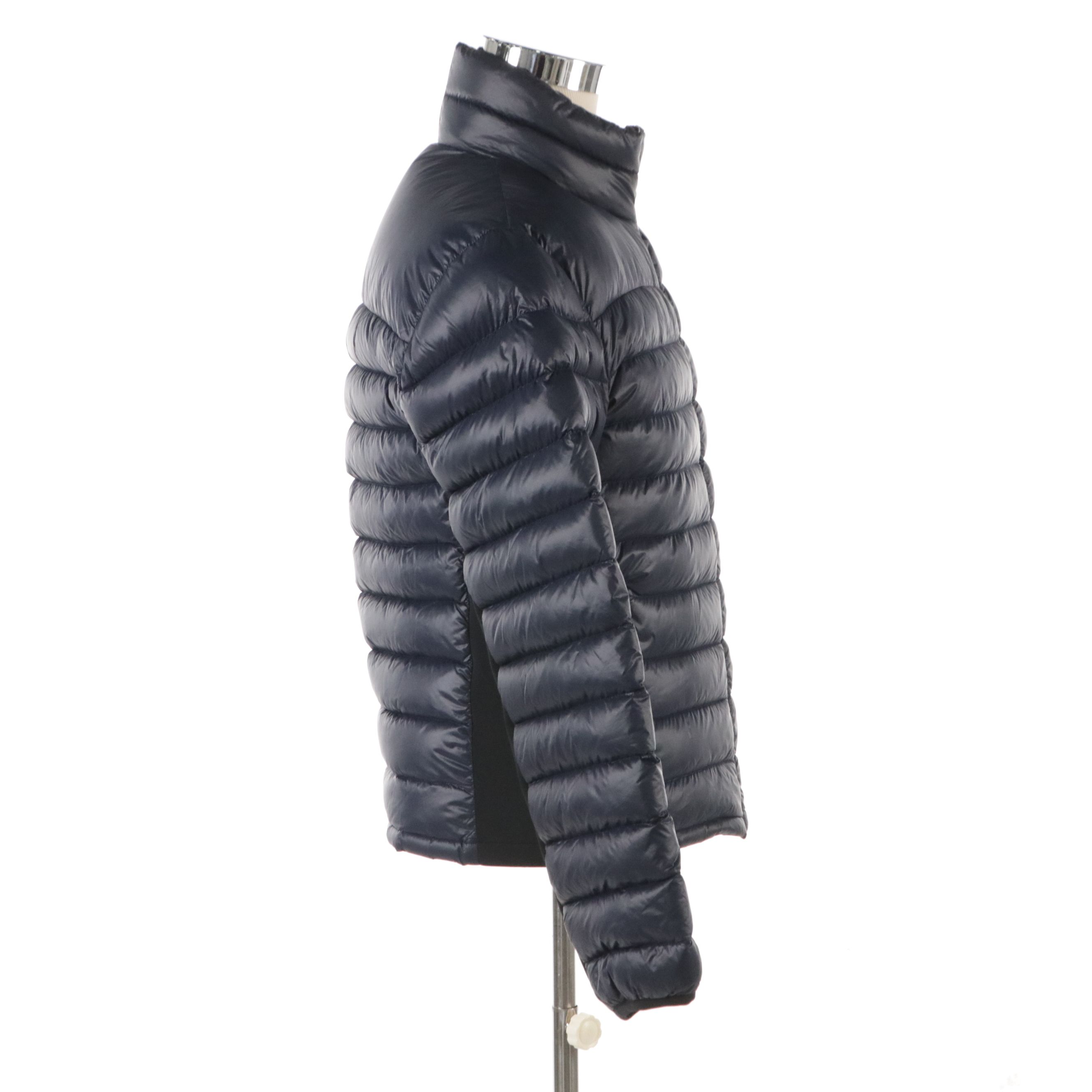 Men's Prada Sport Quilted Puffer Jacket in Navy Blue Nylon and Neoprene Panels