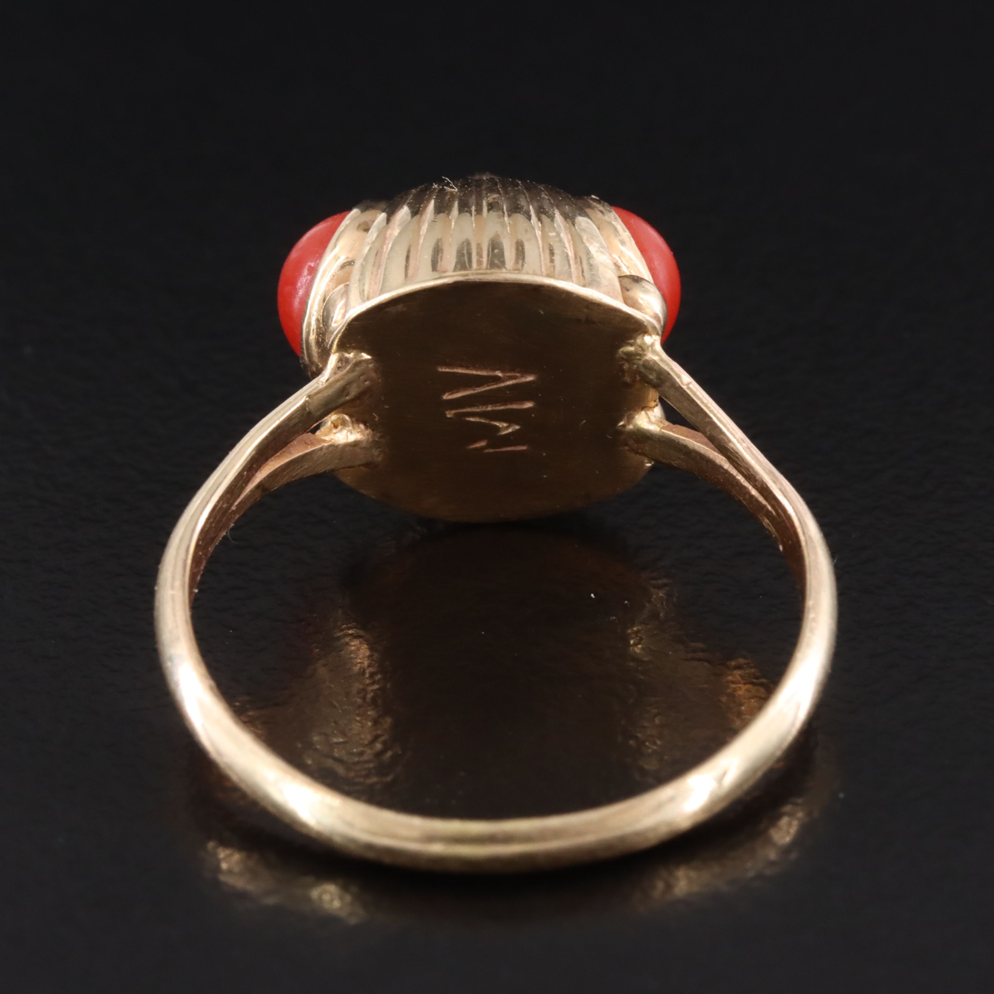 Retro 14K Coral Ring