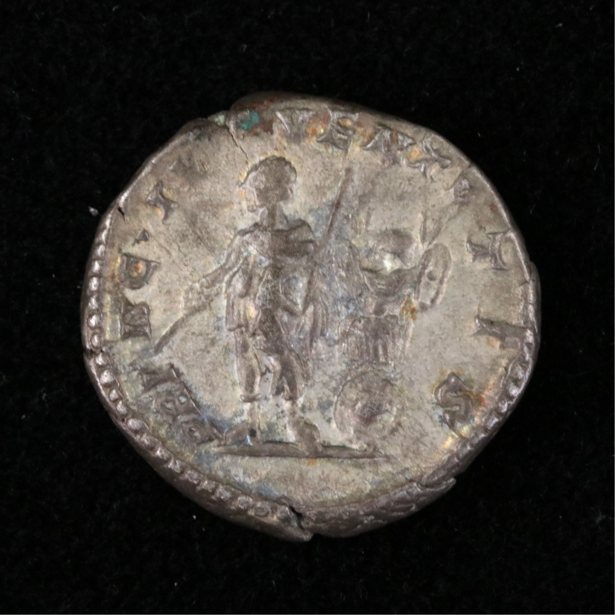 Ancient Roman Imperial AR Denarius Coin of Geta, ca. 201 A.D.