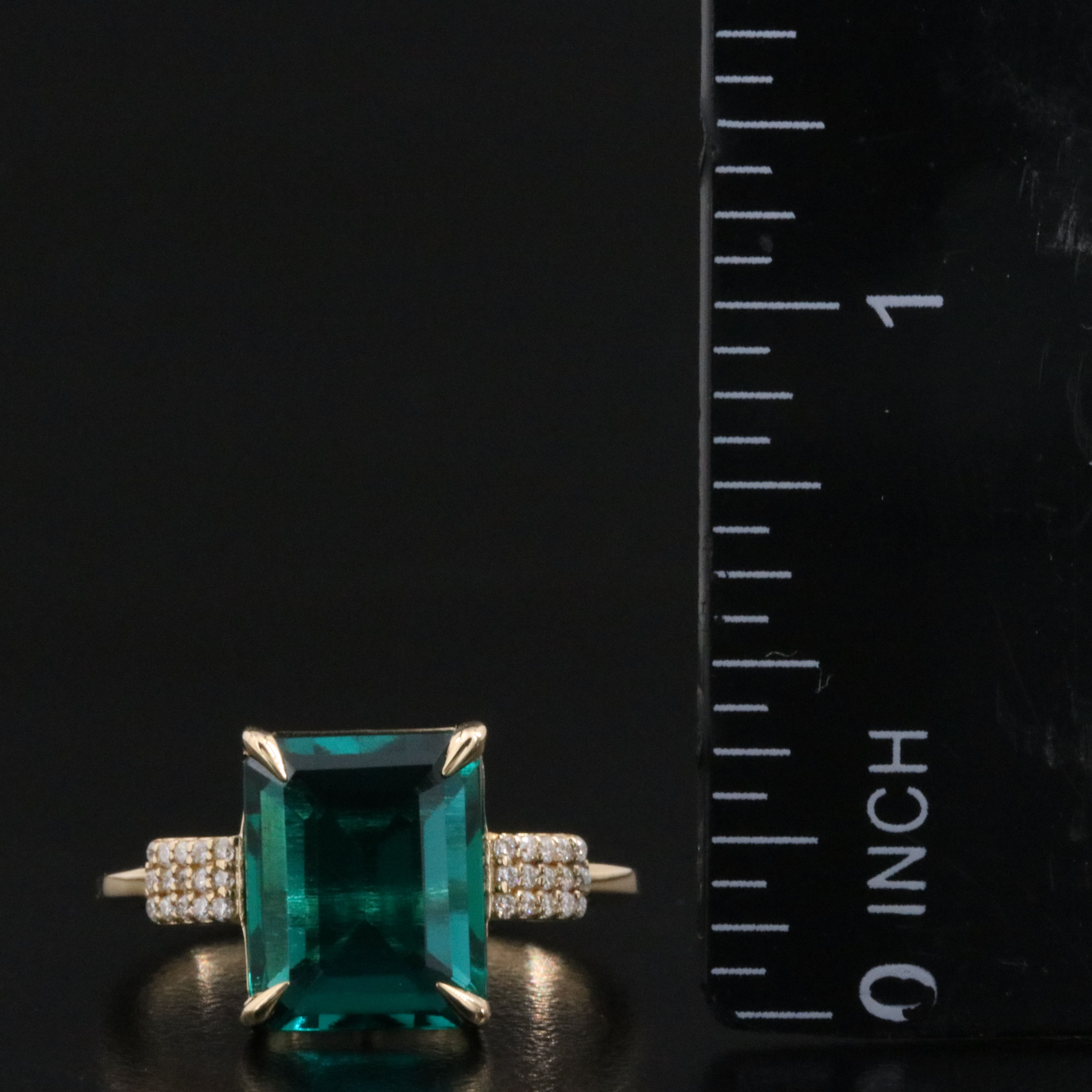 14K 2.86 CT Lab Grown Emerald and Moissanite Ring
