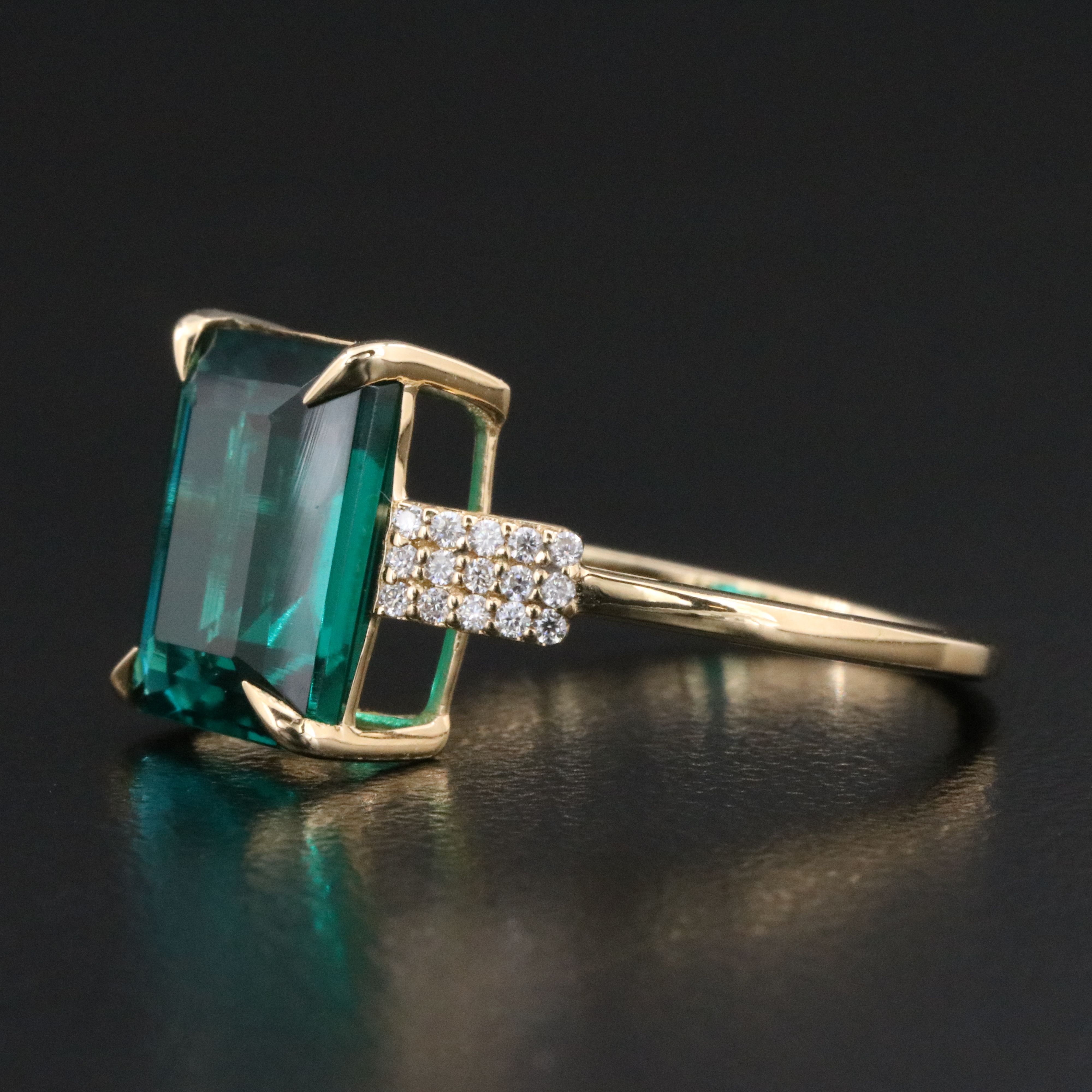 14K 2.86 CT Lab Grown Emerald and Moissanite Ring